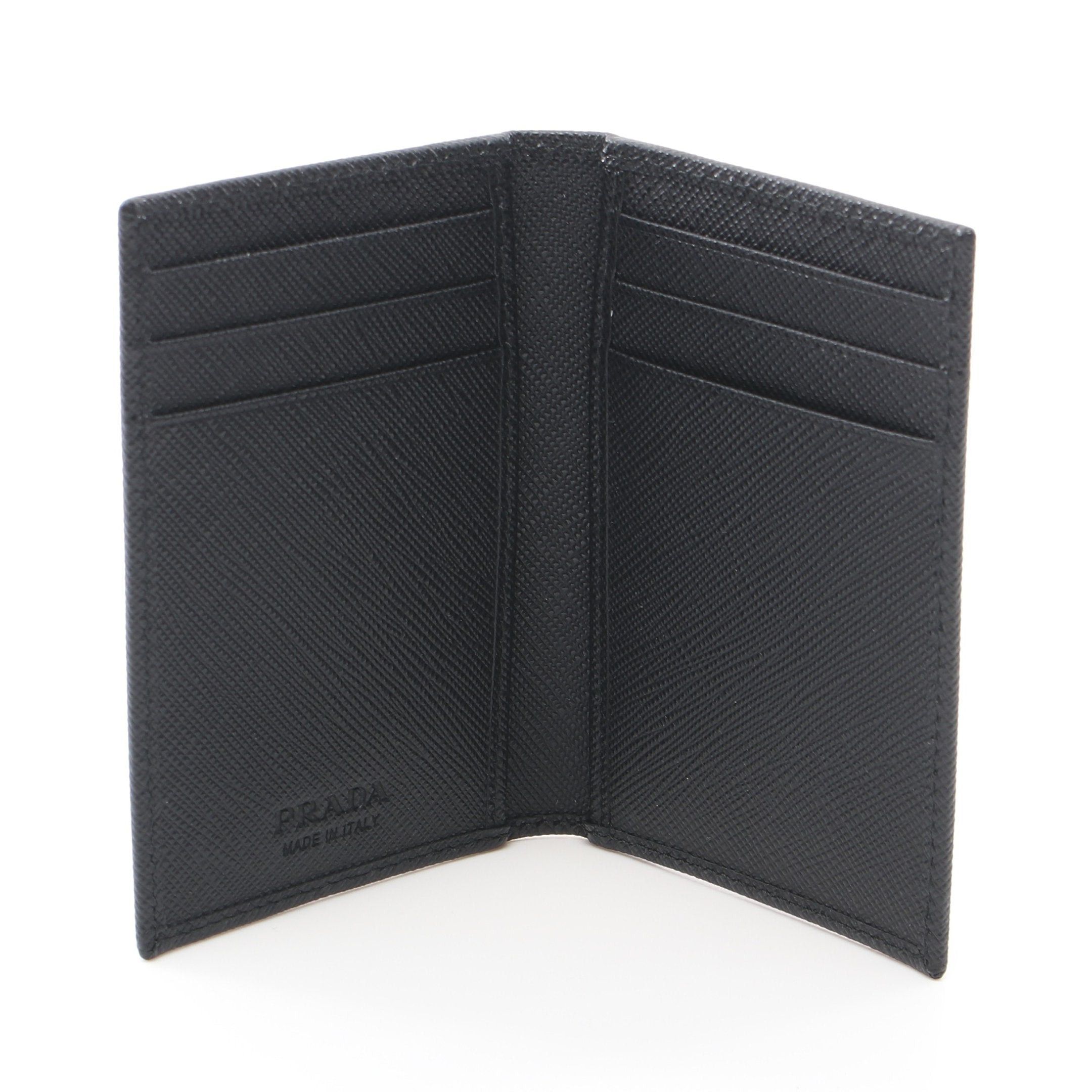 Prada Prada Saffiano Triang Card Case Leather Black Size ONE SIZE - 3 Thumbnail