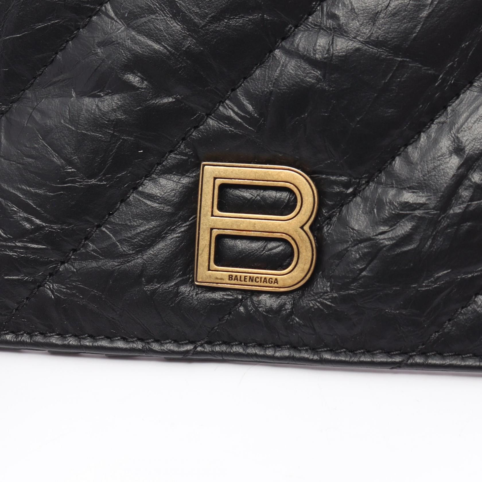 Balenciaga Balenciaga Crush Card Case Leather Black Size ONE SIZE - 5 Thumbnail