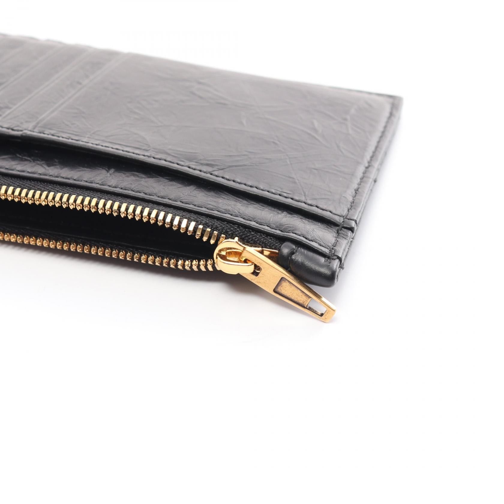Balenciaga Balenciaga Crush Card Case Leather Black Size ONE SIZE - 6 Thumbnail