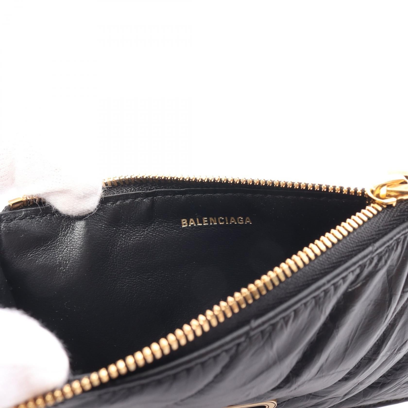 Balenciaga Balenciaga Crush Card Case Leather Black Size ONE SIZE - 4 Thumbnail