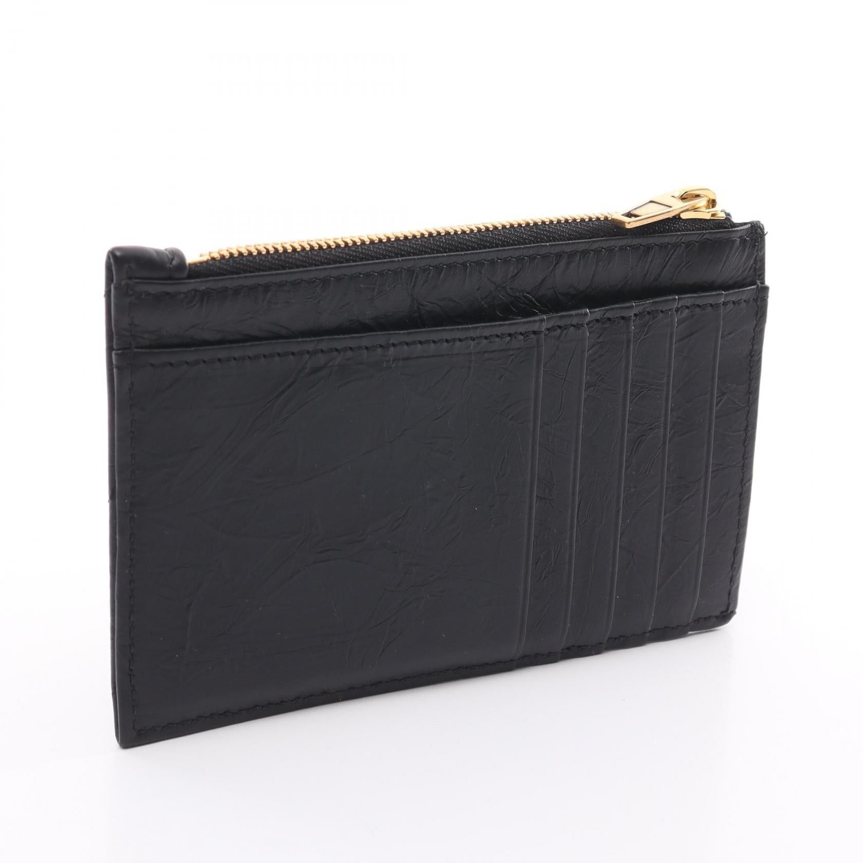 Balenciaga Balenciaga Crush Card Case Leather Black Size ONE SIZE - 2 Thumbnail