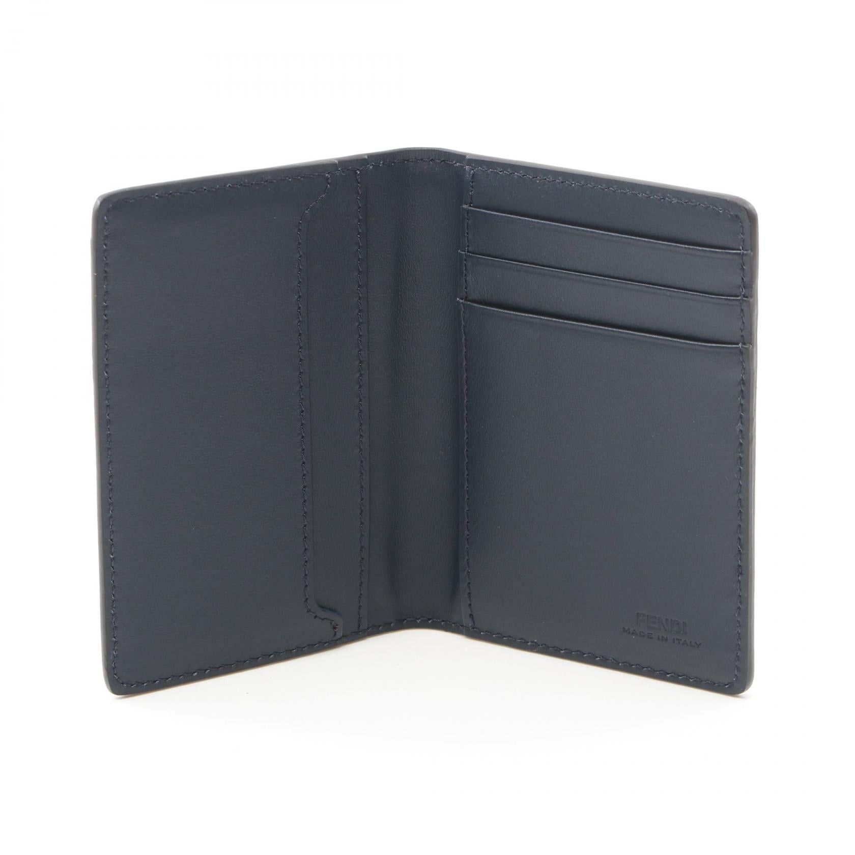 Fendi Fendi Diagonal Card Case Coated Canvas Leather Navy Size ONE SIZE - 3 Thumbnail