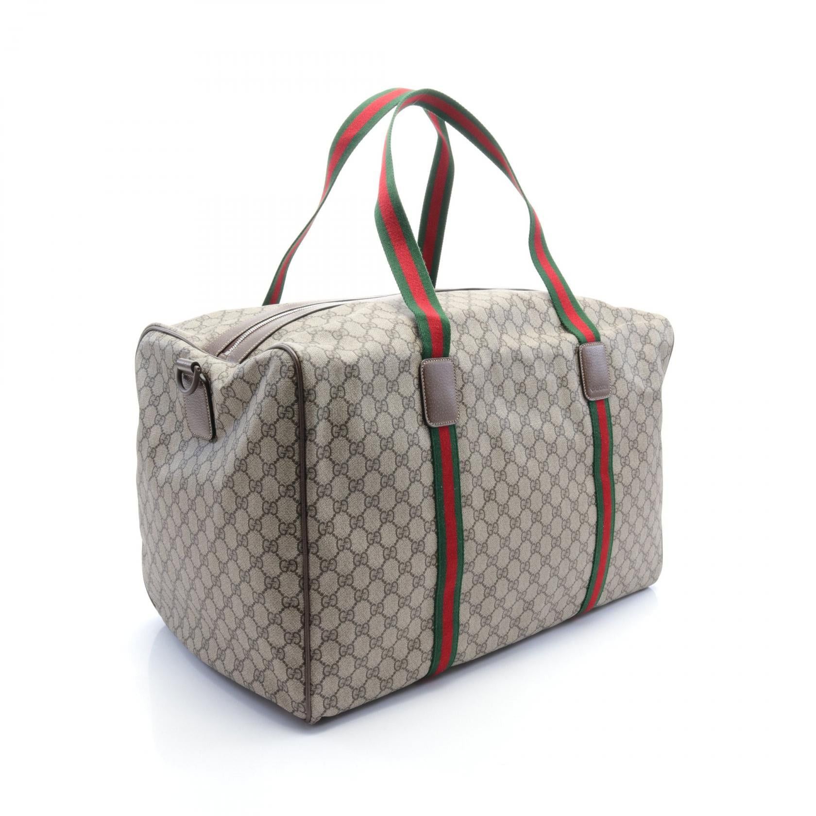 Gucci Gucci Large Duffel Bag Gg Supreme Sherry Line Boston Coated Canvas Leather Beige Brown Multicolor Size ONE SIZE - 2 Thumbnail