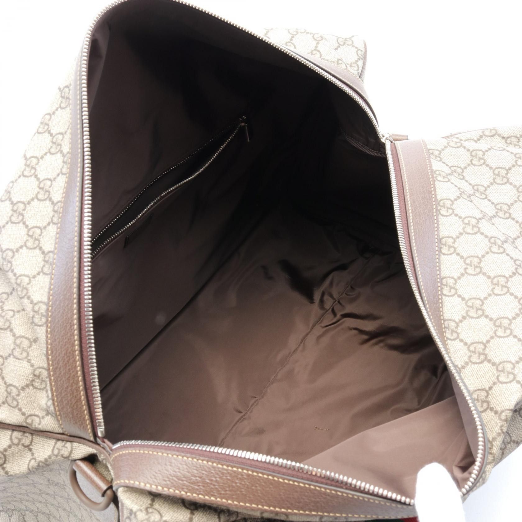 Gucci Gucci Large Duffel Bag Gg Supreme Sherry Line Boston Coated Canvas Leather Beige Brown Multicolor Size ONE SIZE - 3 Thumbnail