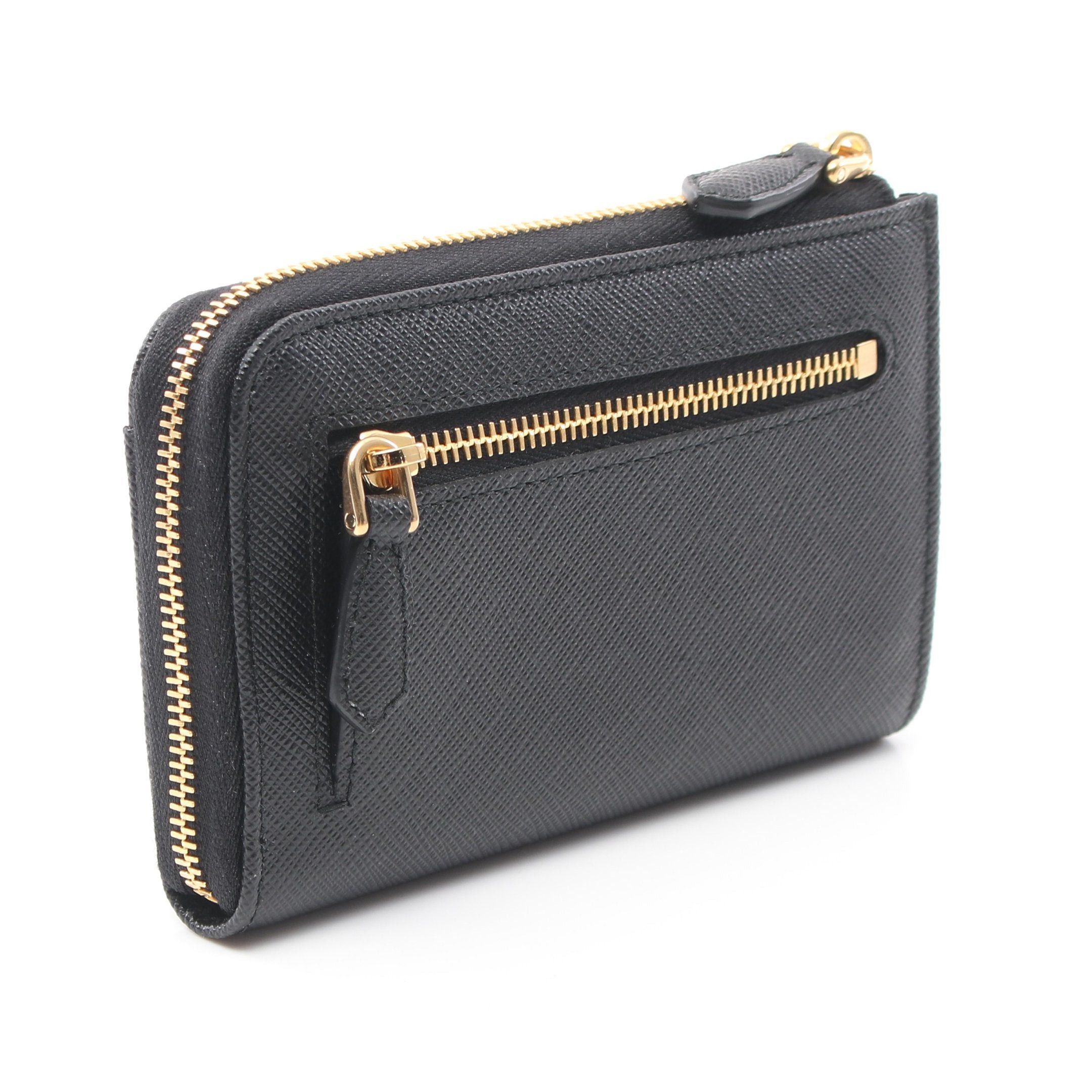 Prada Prada Coin Purse Saffiano Leather Black With Key Ring Size ONE SIZE - 2 Thumbnail