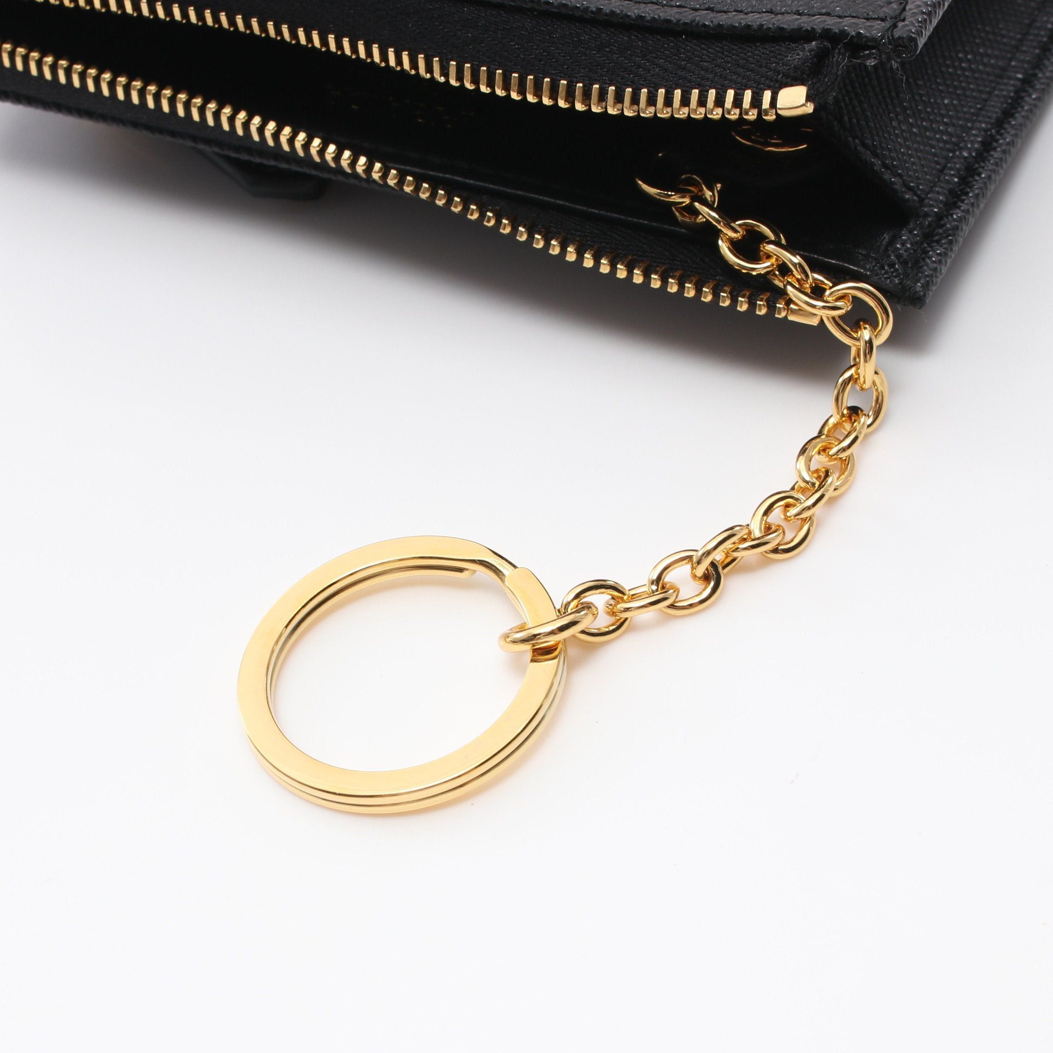 Prada Prada Coin Purse Saffiano Leather Black With Key Ring Size ONE SIZE - 5 Thumbnail