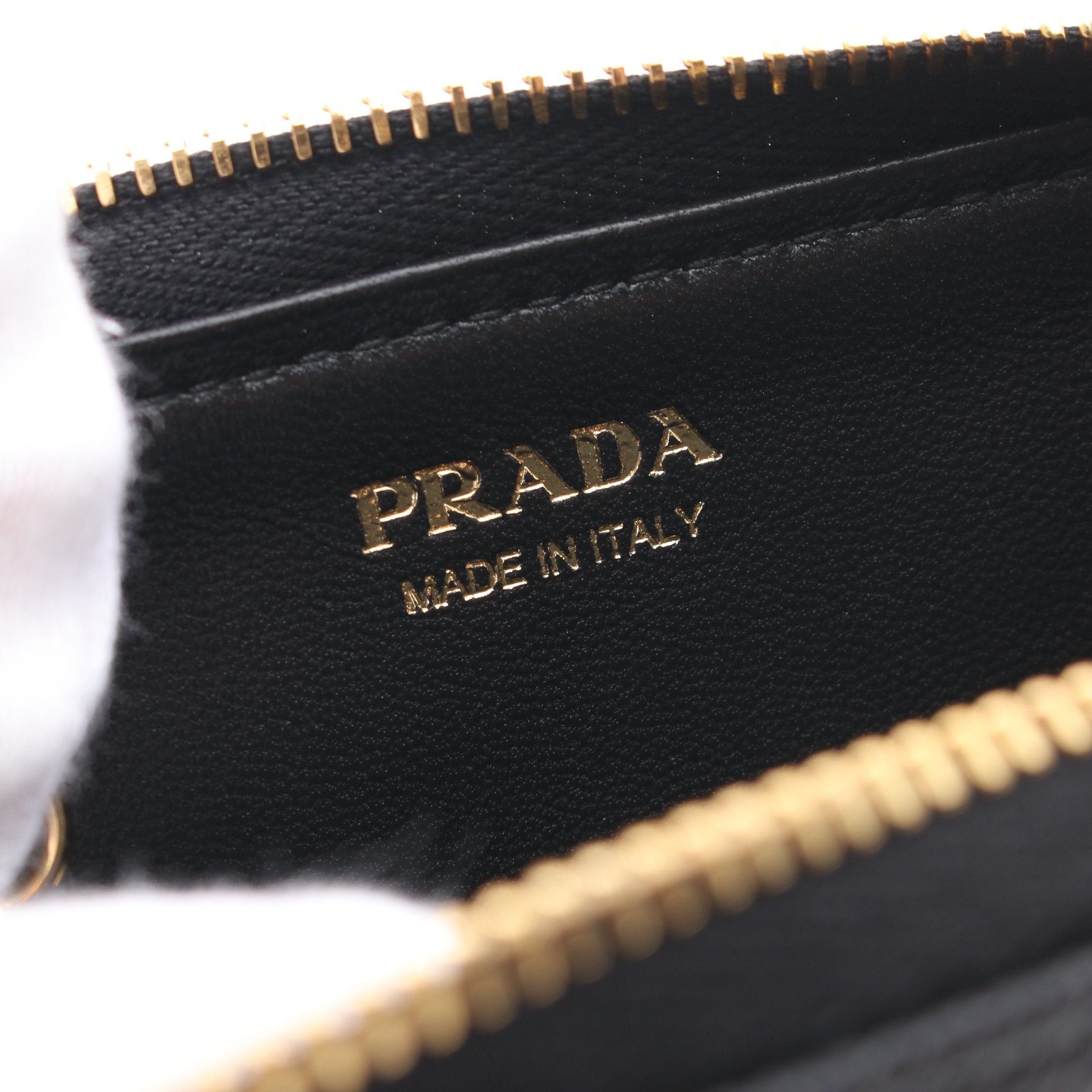 Prada Prada Coin Purse Saffiano Leather Black With Key Ring Size ONE SIZE - 4 Thumbnail