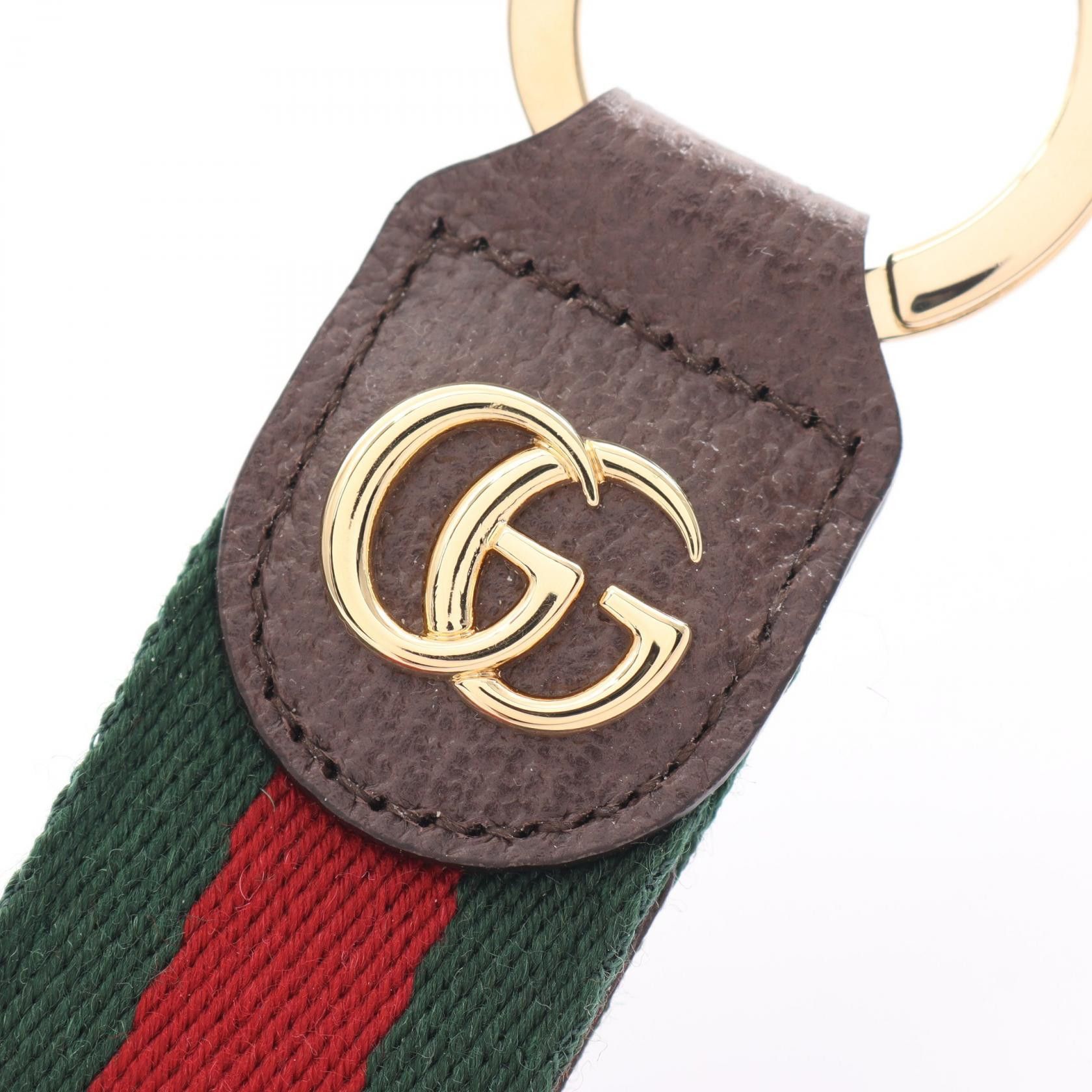 Gucci Gucci Ophidia Sherry Line Key Ring Leather Canvas Brown Multicolor Size ONE SIZE - 4 Thumbnail
