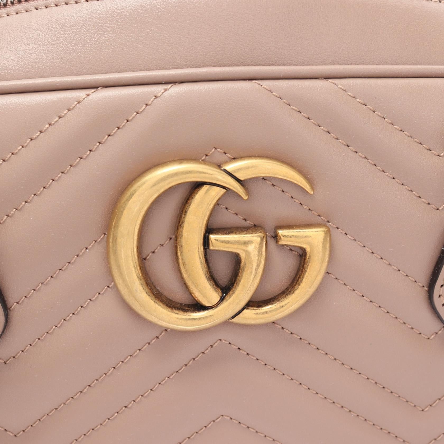 Gucci Gucci Gg Marmont Medium Top Handle Bag Handbag Tote Leather Pink Size ONE SIZE - 7 Thumbnail