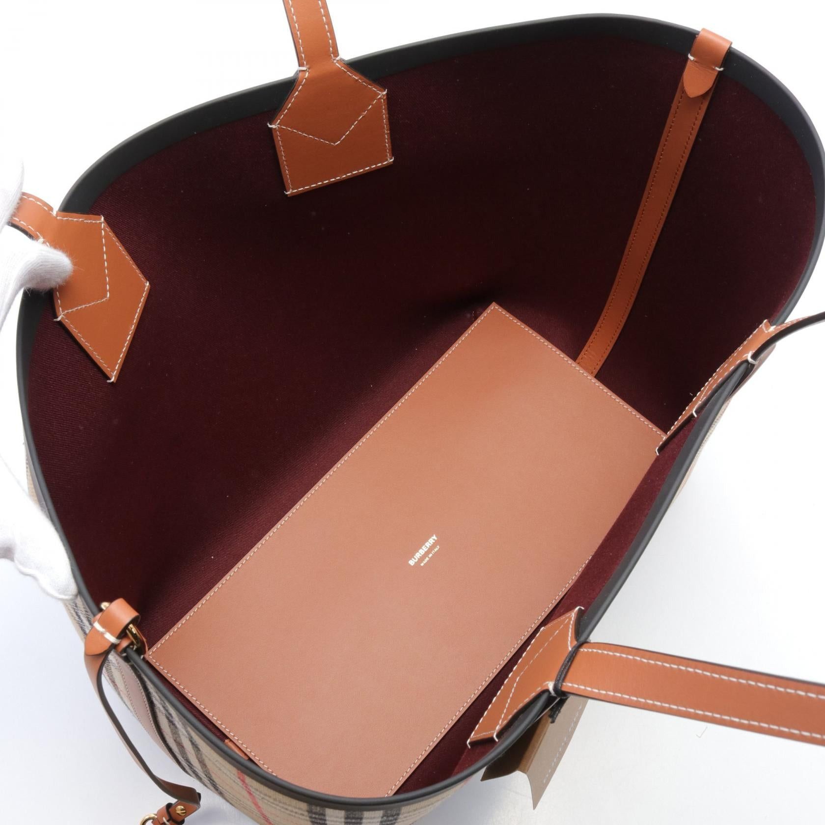 Burberry Burberry Handbag Tote Bag Canvas Leather Beige Brown Multicolor Size ONE SIZE - 3 Thumbnail