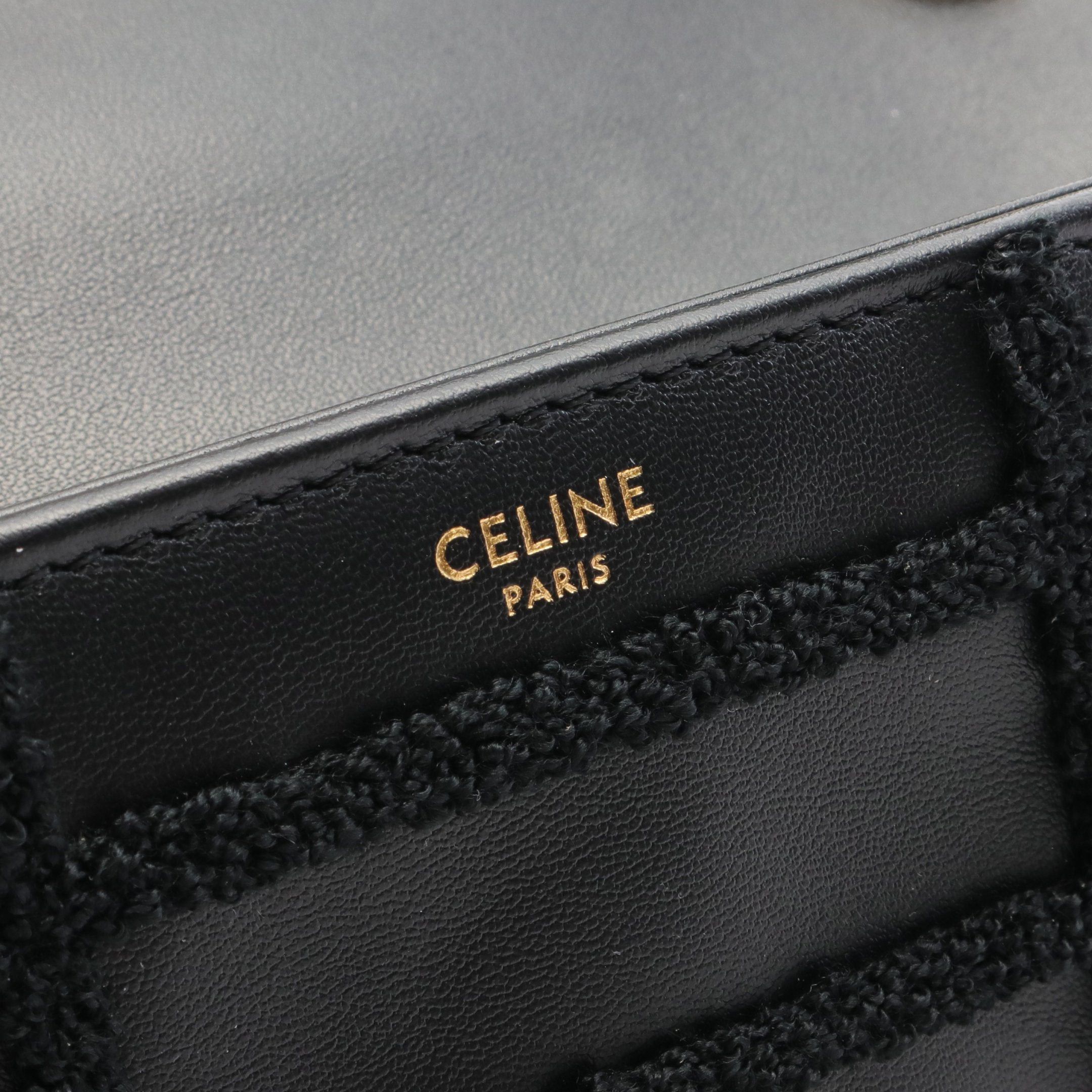 Celine Celine Monochrome Chain Shoulder Bag Leather Pile Black Size ONE SIZE - 4 Thumbnail