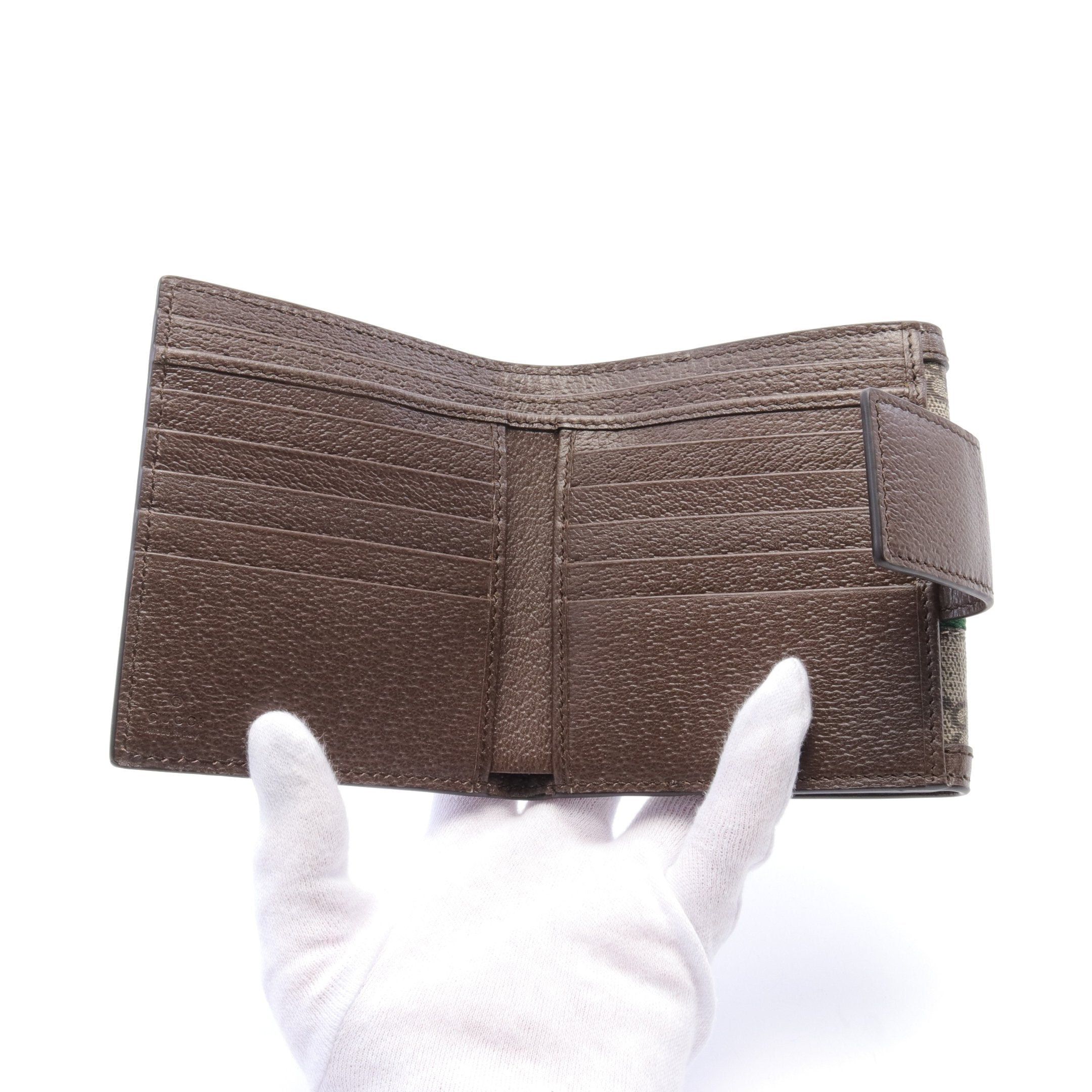 Gucci Gucci Ophidia Gg Supreme French Flap Wallet Sherry Line Double Hook Leather Beige Brown Multicolor Size ONE SIZE - 3 Thumbnail