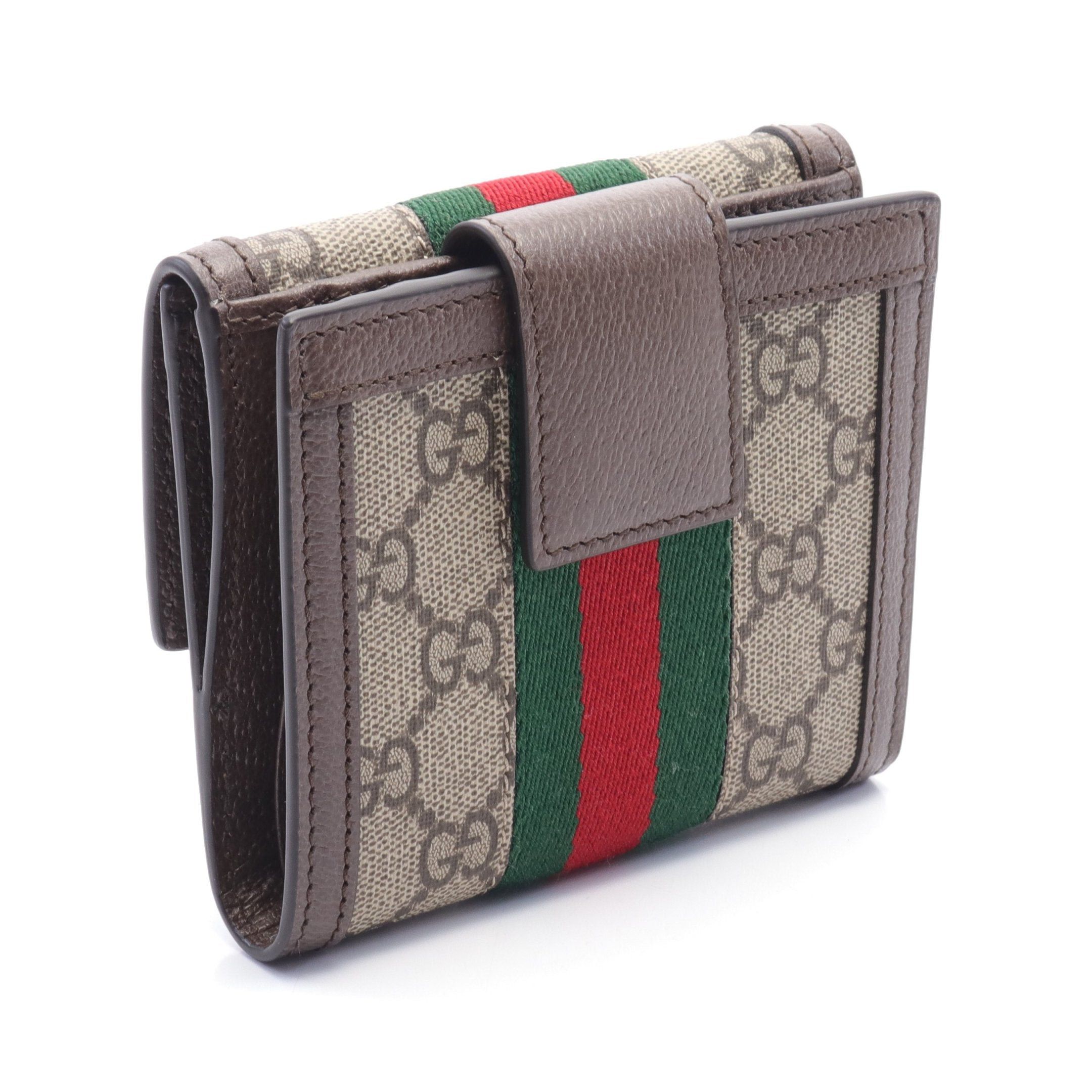 Gucci Gucci Ophidia Gg Supreme French Flap Wallet Sherry Line Double Hook Leather Beige Brown Multicolor Size ONE SIZE - 2 Thumbnail