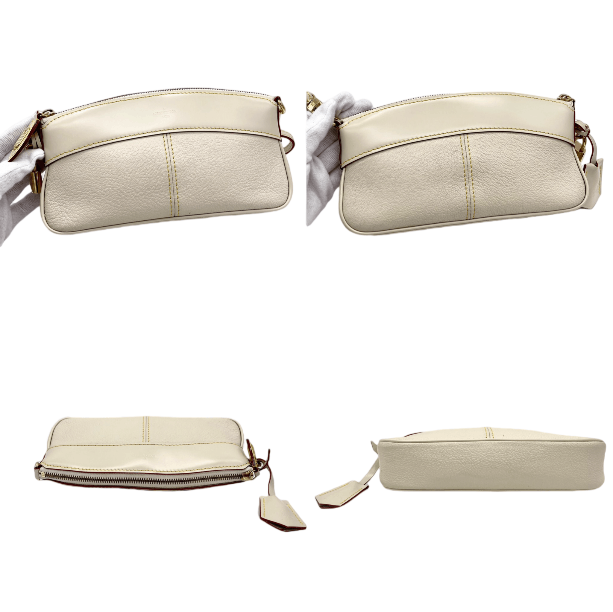 Louis Vuitton Louis Vuitton Shalian Leather Clutch Bag White Ghw Size ONE SIZE - 8 Thumbnail
