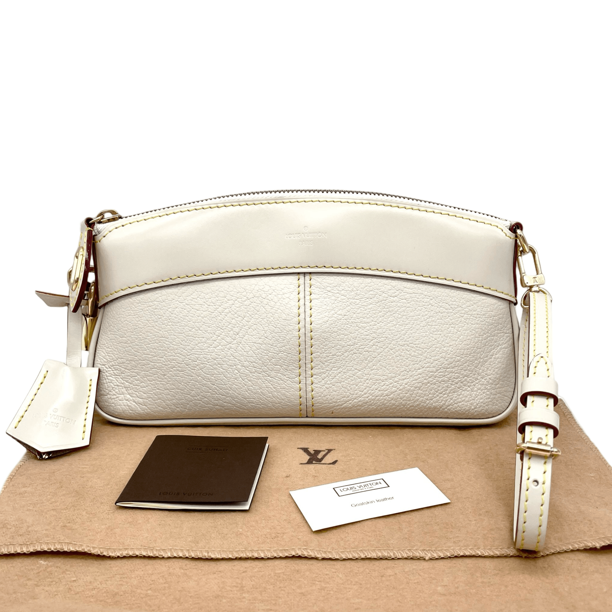 Louis Vuitton Louis Vuitton Shalian Leather Clutch Bag White Ghw Size ONE SIZE - 4 Thumbnail