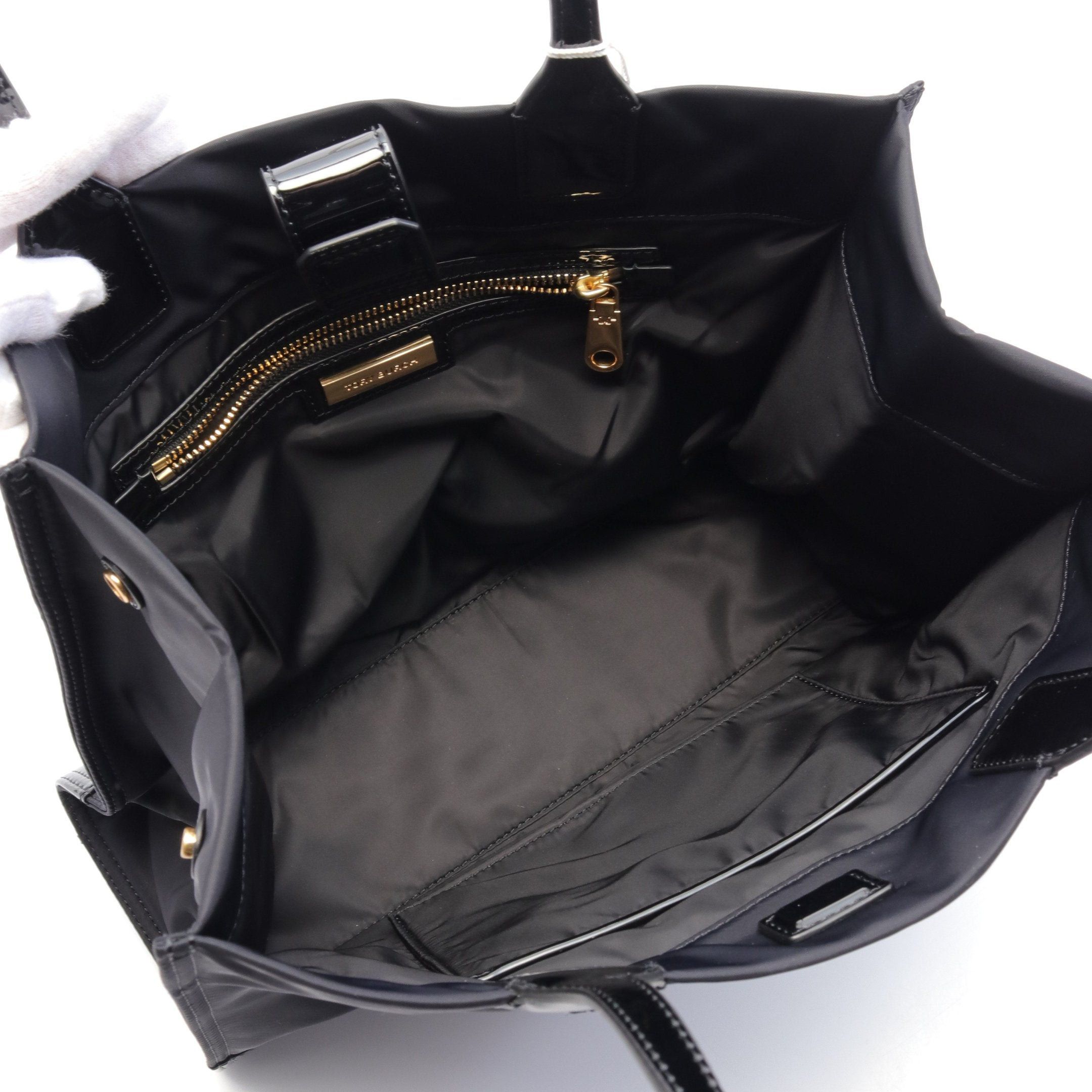 Tory Burch Tory Burch Ella Patent Samll Tote Small Handbag Bag Nylon Enamel Black Size ONE SIZE - 3 Thumbnail
