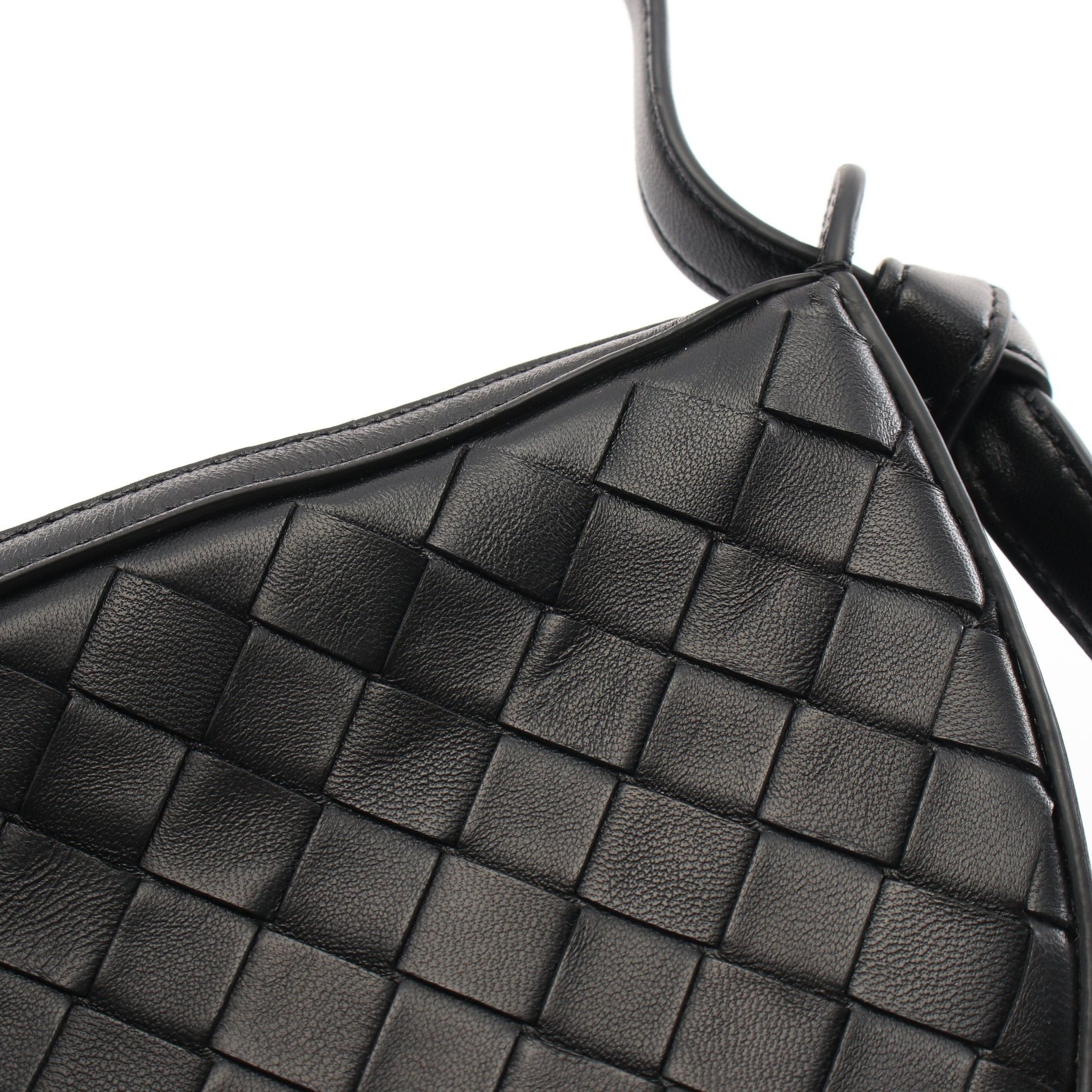 Bottega Veneta Bottega Veneta Mini Sunrise Intrecciato Shoulder Bag Leather Black Size ONE SIZE - 5 Thumbnail