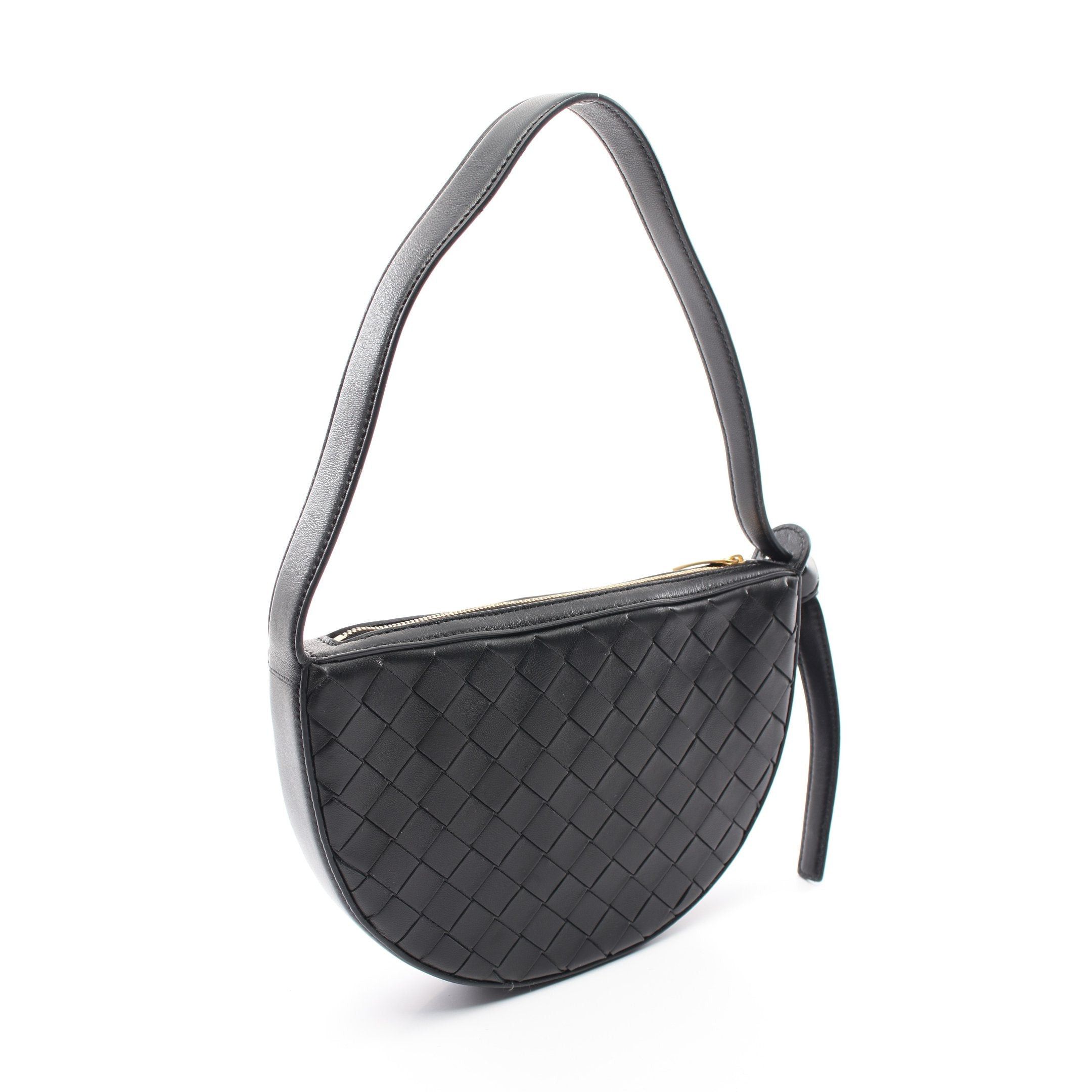 Bottega Veneta Bottega Veneta Mini Sunrise Intrecciato Shoulder Bag Leather Black Size ONE SIZE - 2 Thumbnail
