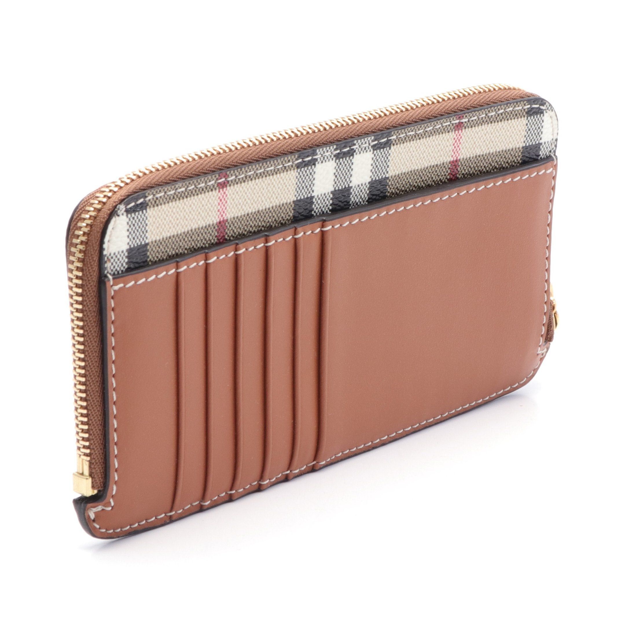 Burberry Burberry Large Check Card Case Leather Light Brown Multicolor Size ONE SIZE - 2 Thumbnail