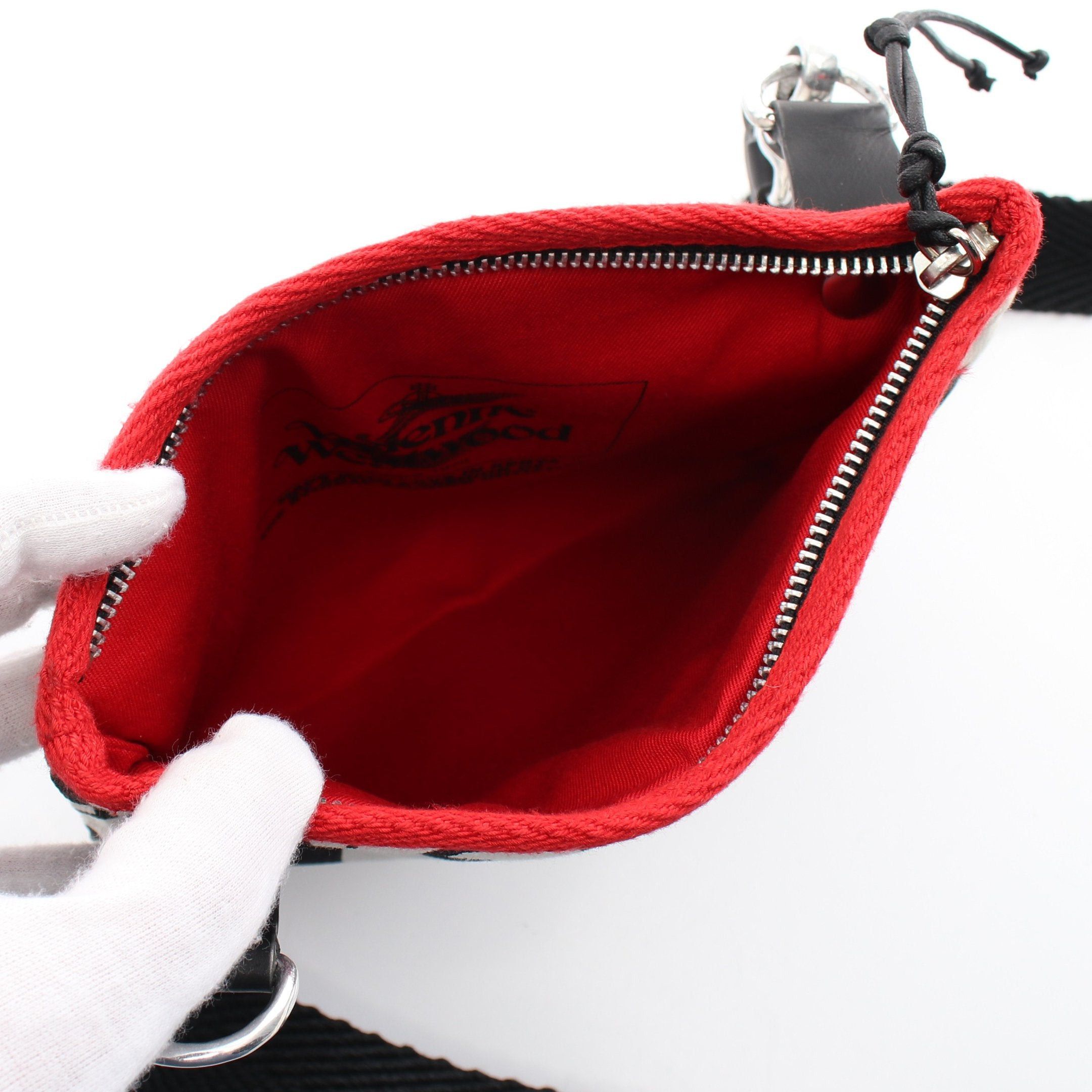 Vivienne Westwood Vivienne Westwood Jones Square Crossbody Shoulder Bag Canvas Off White Black Red Size ONE SIZE - 3 Thumbnail