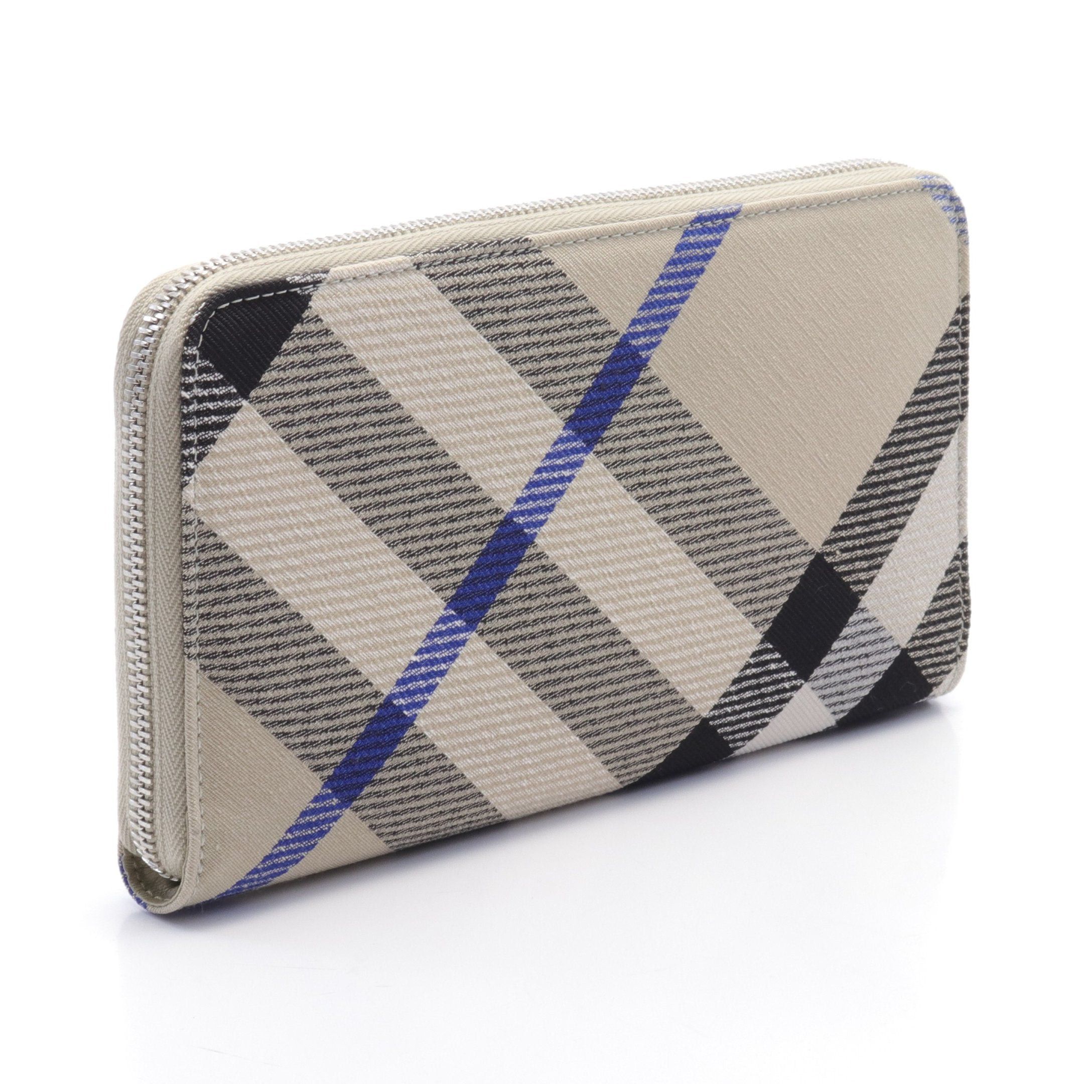 Burberry Burberry Round Zipper Long Wallet Check Canvas Gray Beige Black Multicolor Size ONE SIZE - 2 Thumbnail