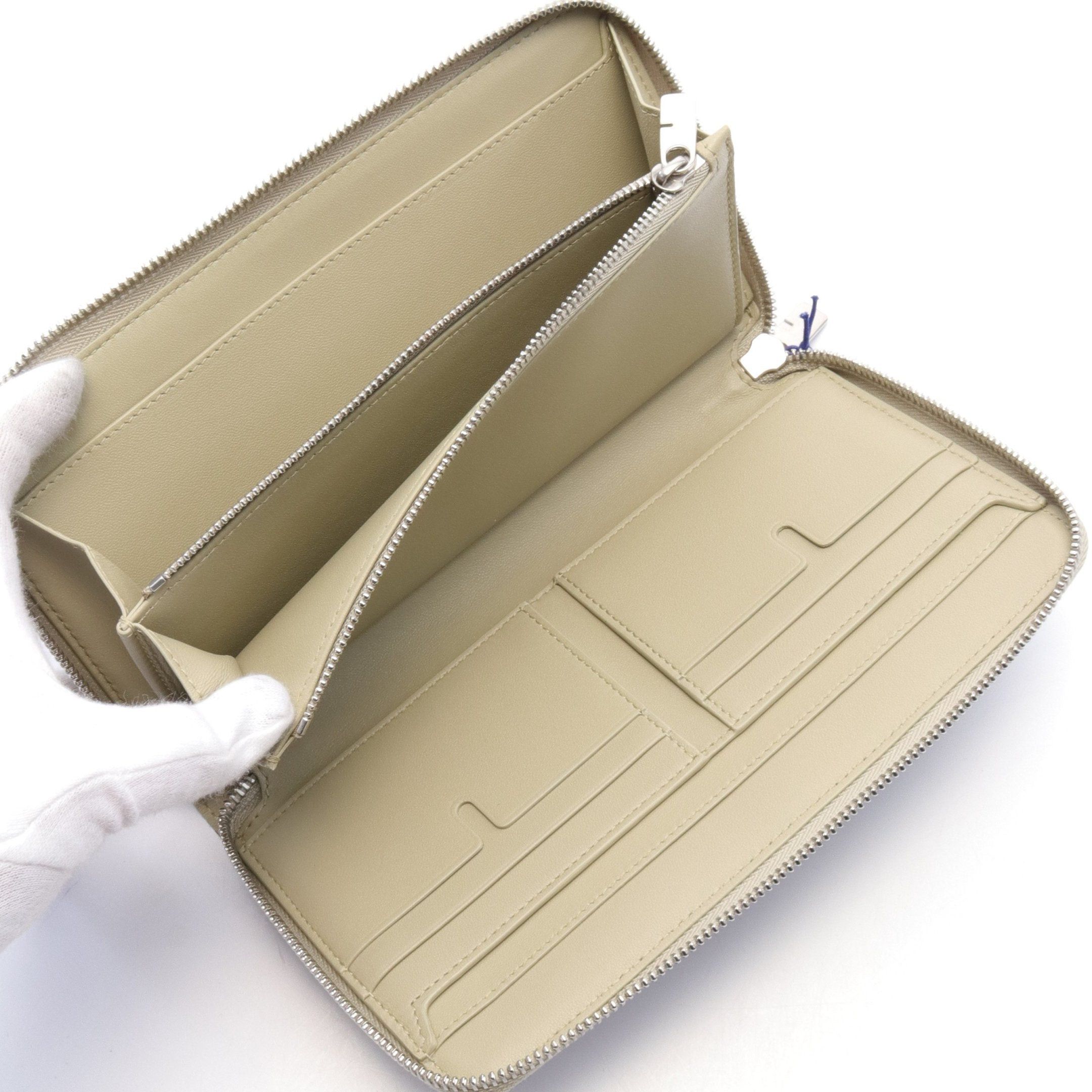 Burberry Burberry Round Zipper Long Wallet Check Canvas Gray Beige Black Multicolor Size ONE SIZE - 3 Thumbnail