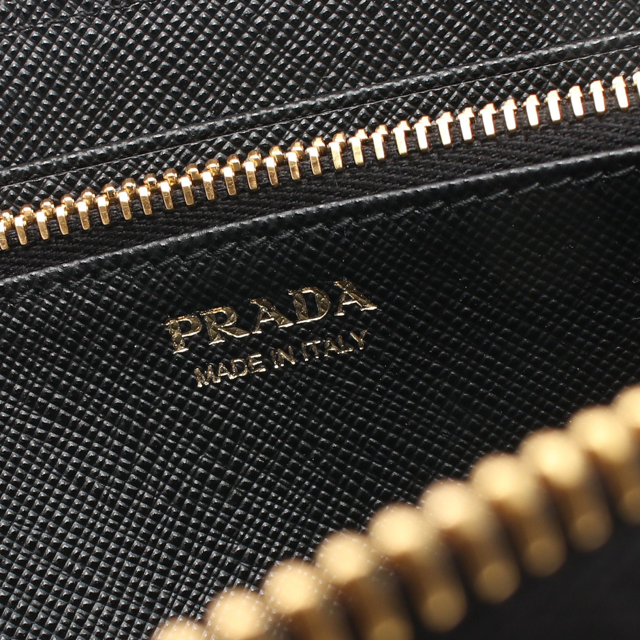 Prada Prada Round Zipper Long Wallet Nylon Saffiano Leather Black Size ONE SIZE - 4 Thumbnail