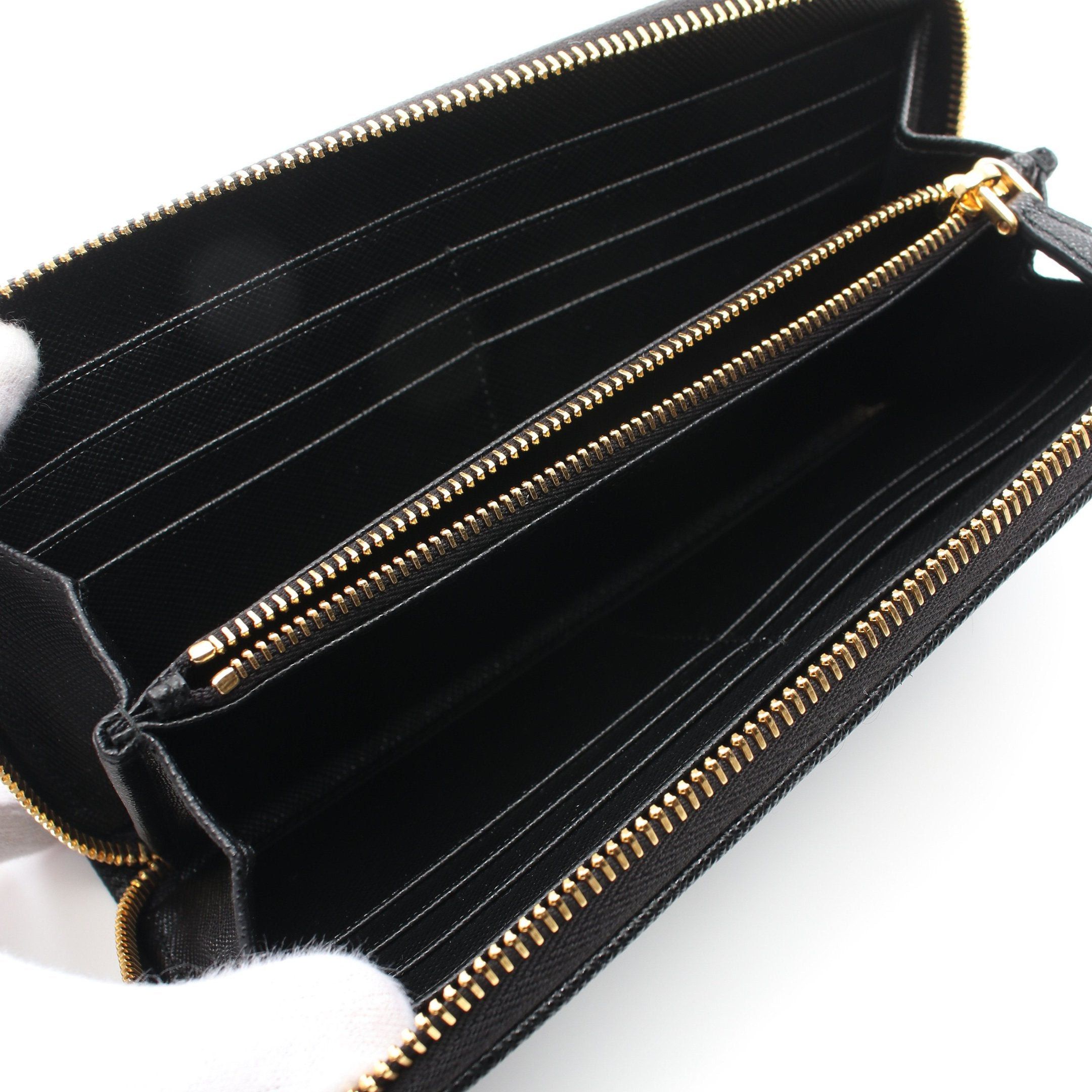 Prada Prada Round Zipper Long Wallet Nylon Saffiano Leather Black Size ONE SIZE - 3 Thumbnail