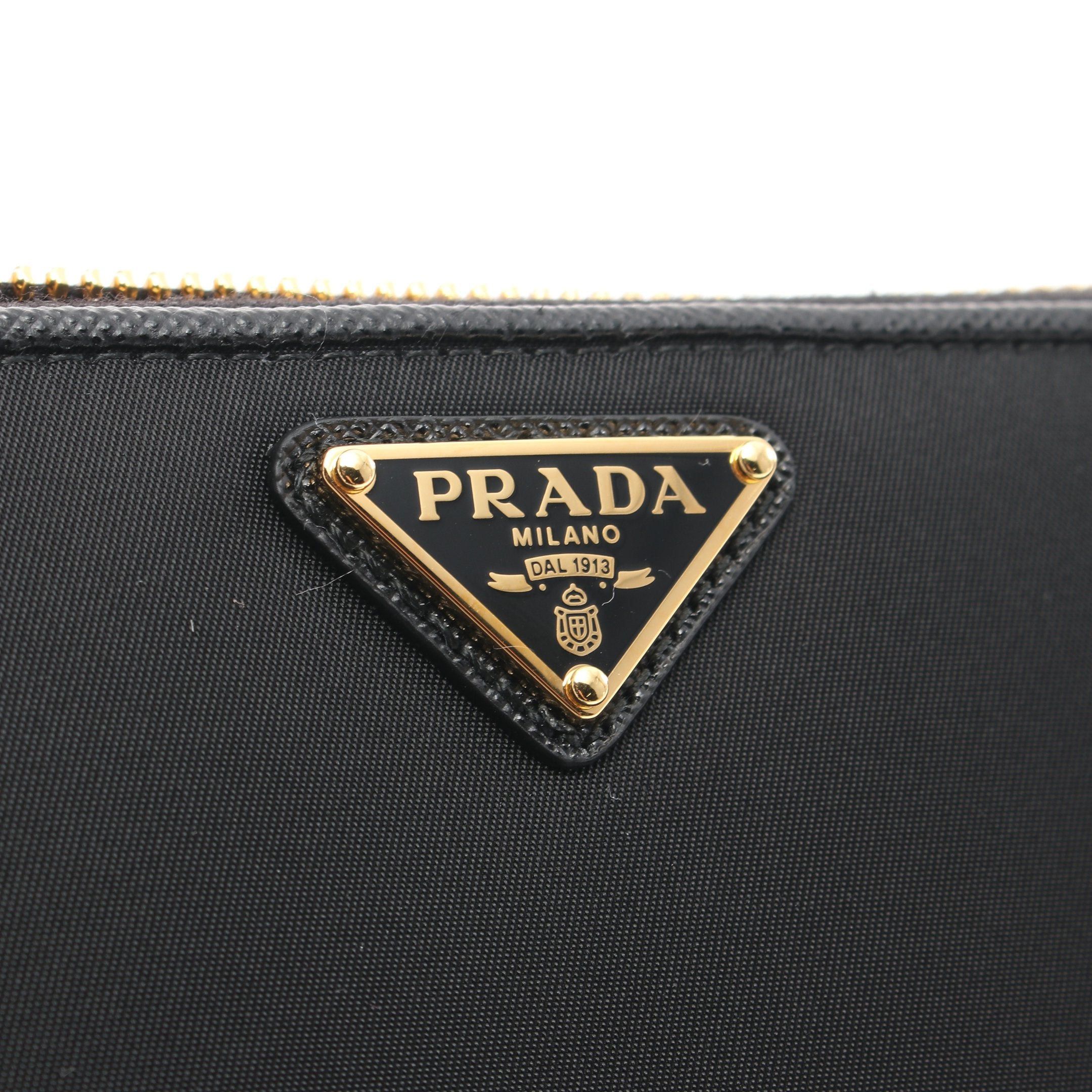Prada Prada Round Zipper Long Wallet Nylon Saffiano Leather Black Size ONE SIZE - 5 Thumbnail