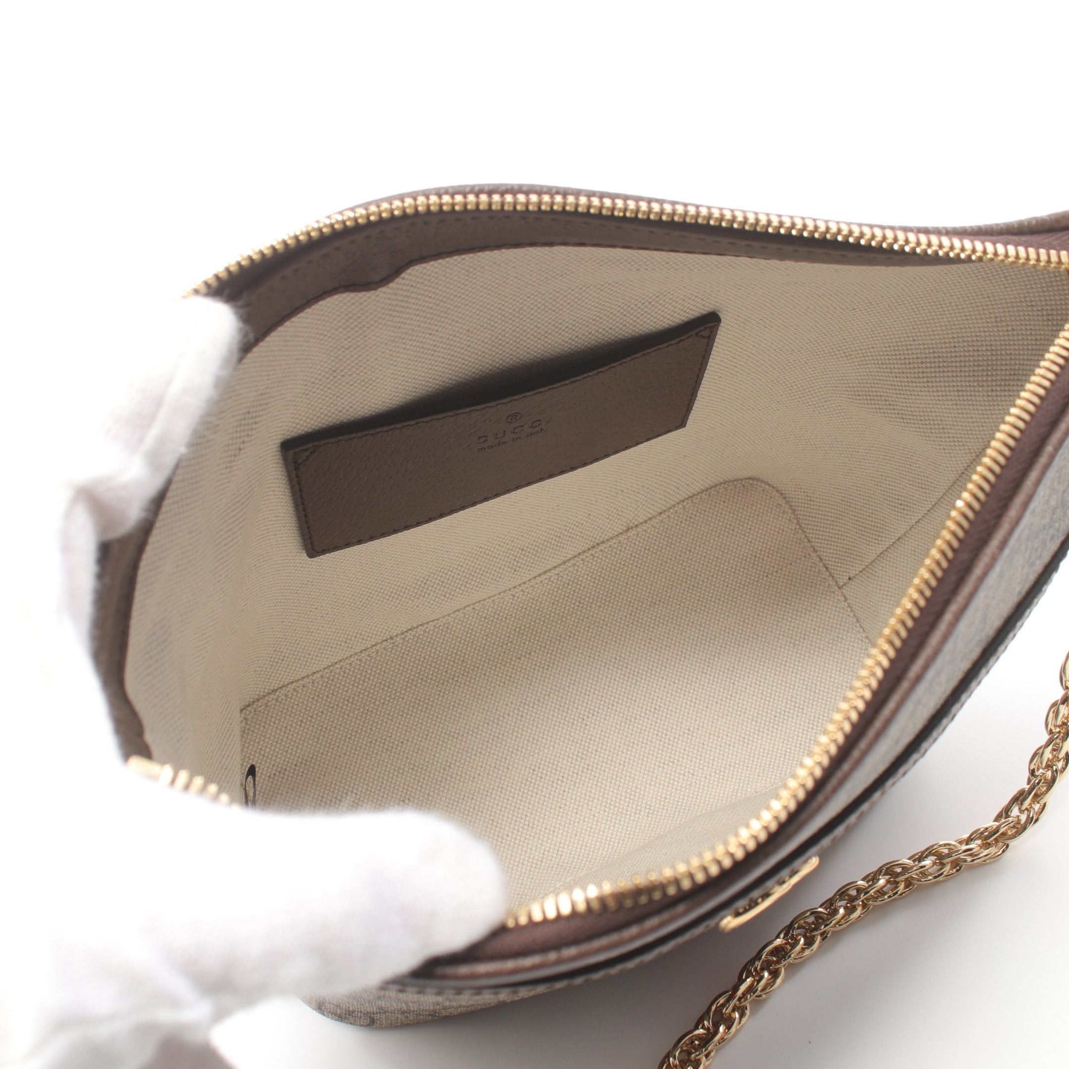 Gucci Gucci Ophidia Gg Supreme Chain Shoulder Bag Leather Beige Dark Brown Multicolor Size ONE SIZE - 3 Thumbnail