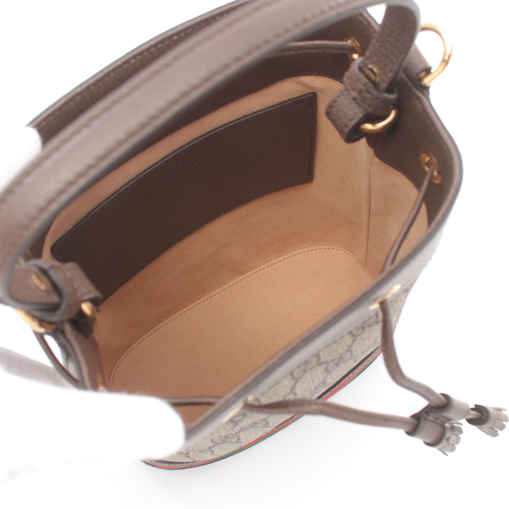 Gucci Gucci Ophidia Gg Supreme Small Bucket Handbag Leather Beige Dark Brown Multicolor Purse Size ONE SIZE - 3 Thumbnail