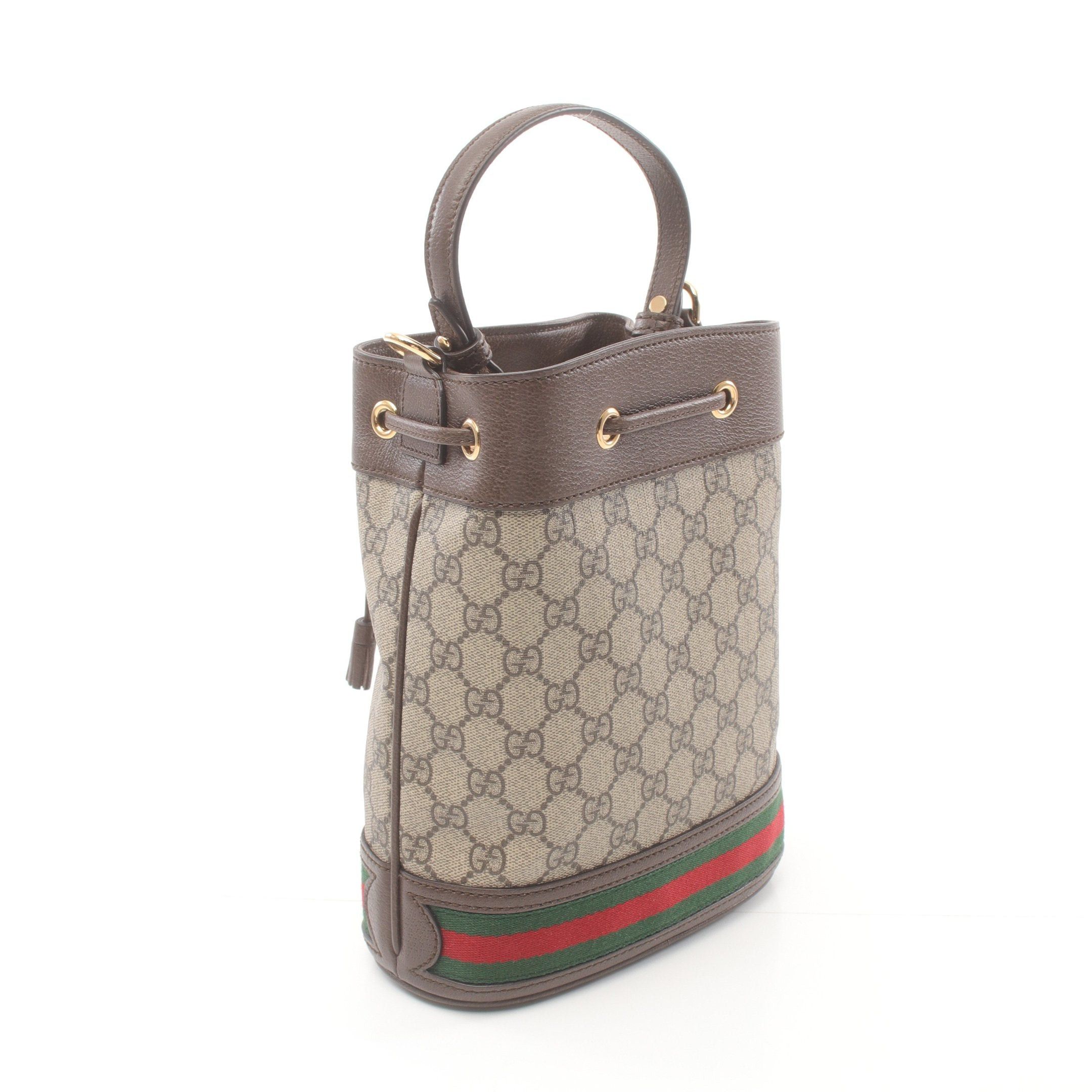 Gucci Gucci Ophidia Gg Supreme Small Bucket Handbag Leather Beige Dark Brown Multicolor Purse Size ONE SIZE - 2 Thumbnail
