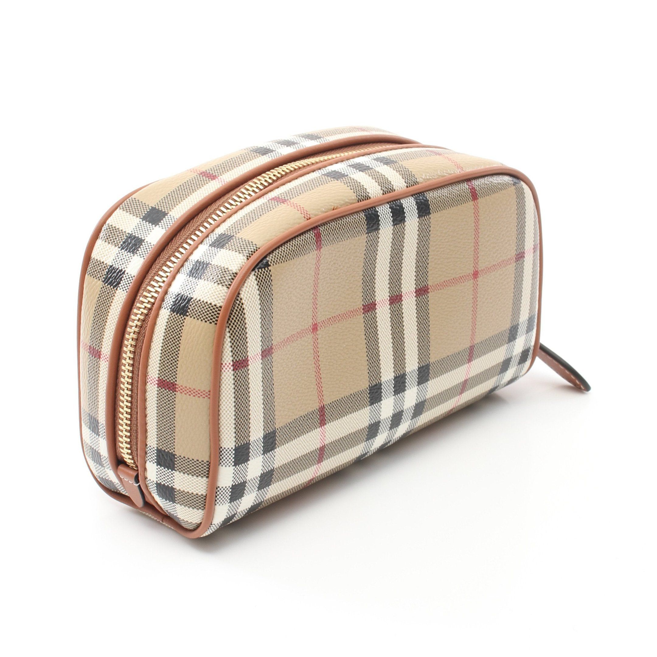 Burberry Burberry Check Travel Pouch Leather Beige Multicolor Size ONE SIZE - 2 Thumbnail
