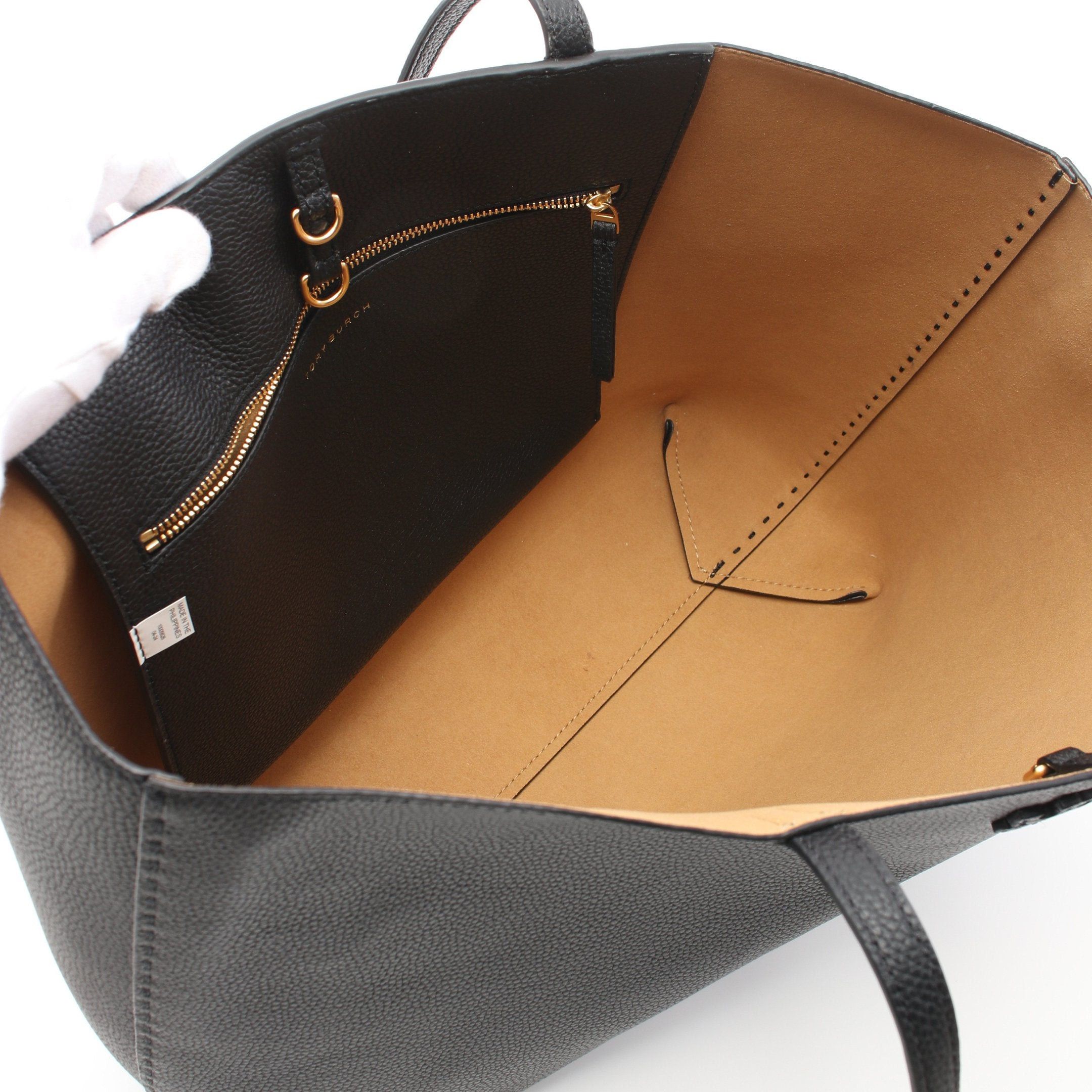 Tory Burch Tory Burch Mcgraw Mcglow Shoulder Bag Tote Leather Black Size ONE SIZE - 3 Thumbnail