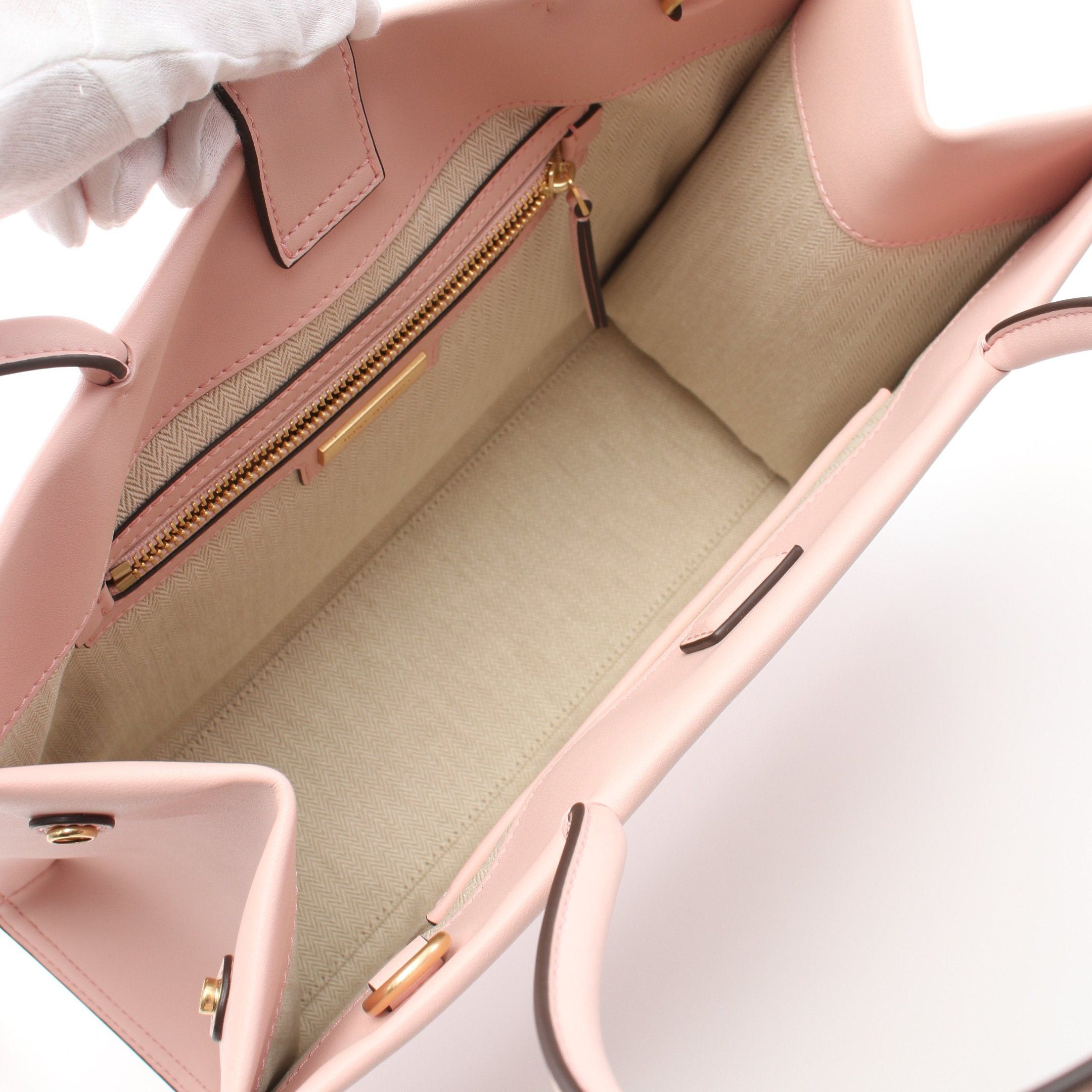 Tory Burch Tory Burch Ella Bio Small Tote Handbag Bag Fake Leather Pink Beige Size ONE SIZE - 3 Thumbnail