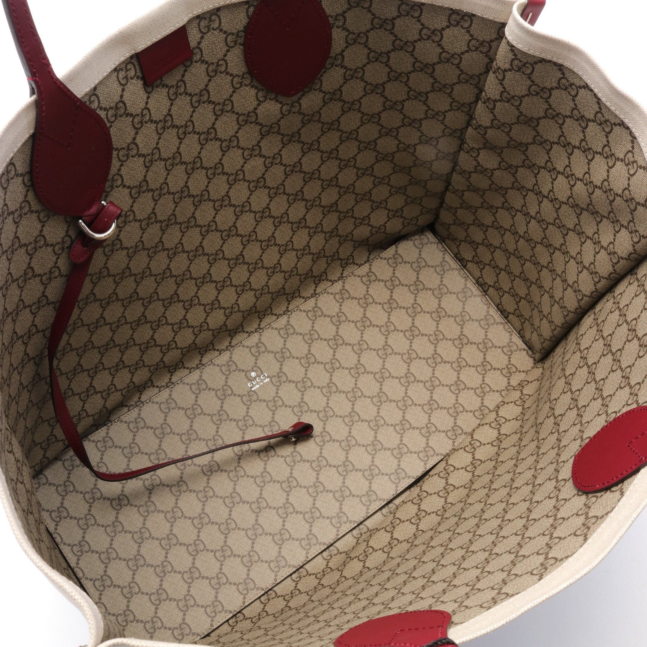 Gucci Gucci Print Shoulder Bag Tote Canvas Leather Beige Bordeaux Size ONE SIZE - 3 Thumbnail