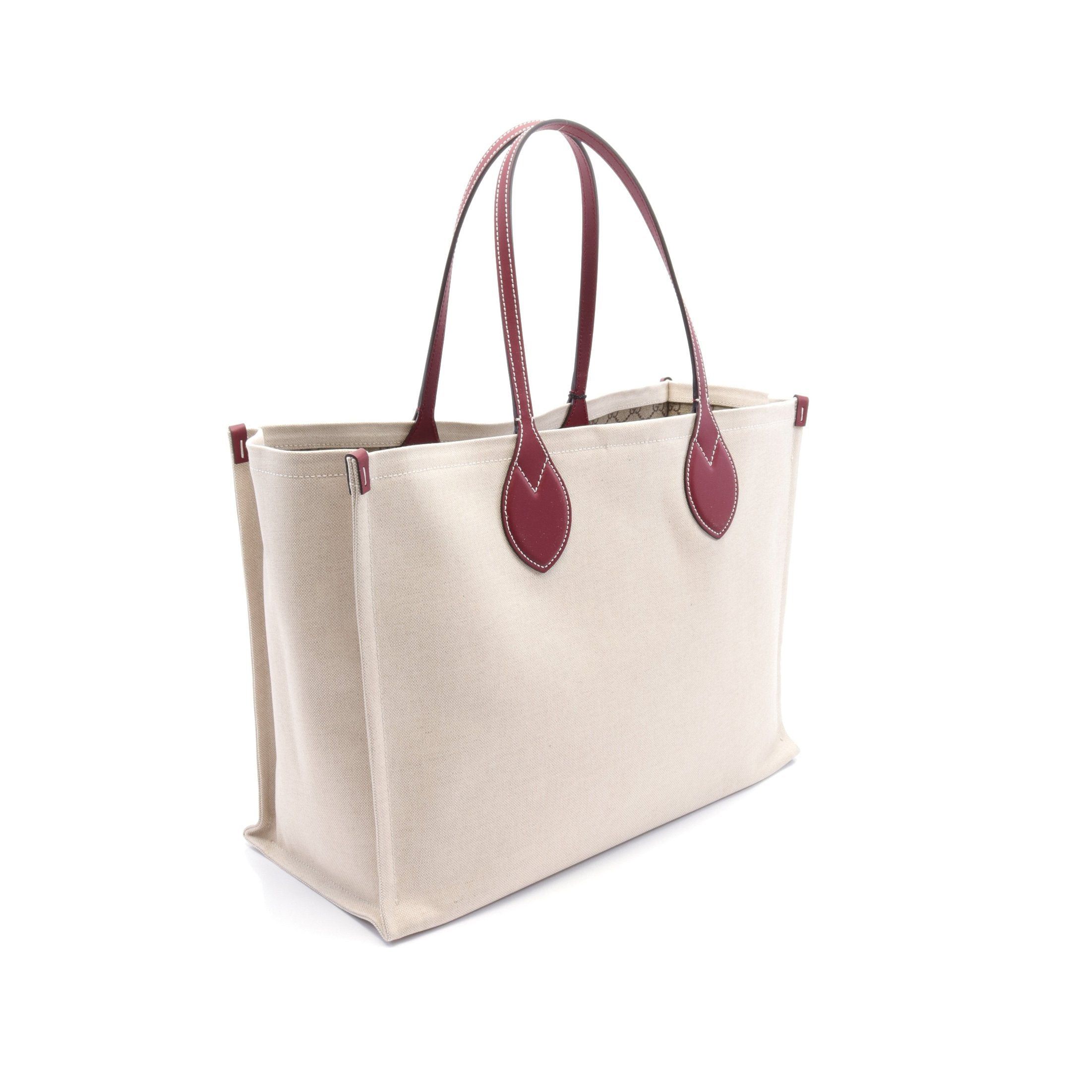 Gucci Gucci Print Shoulder Bag Tote Canvas Leather Beige Bordeaux Size ONE SIZE - 2 Thumbnail