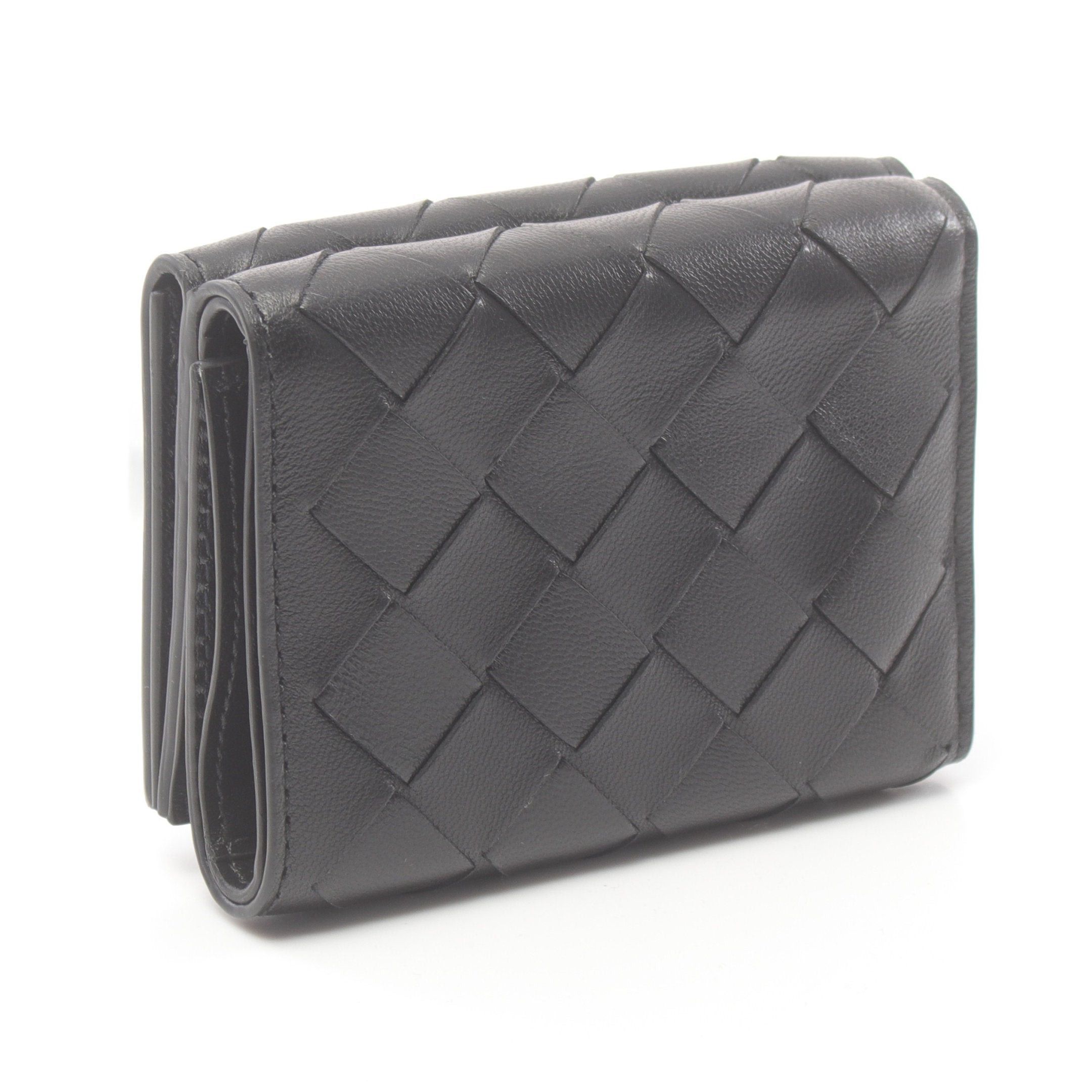 Bottega Veneta Bottega Veneta Intrecciato Trifold Wallet Compact Leather Black Size ONE SIZE - 2 Thumbnail