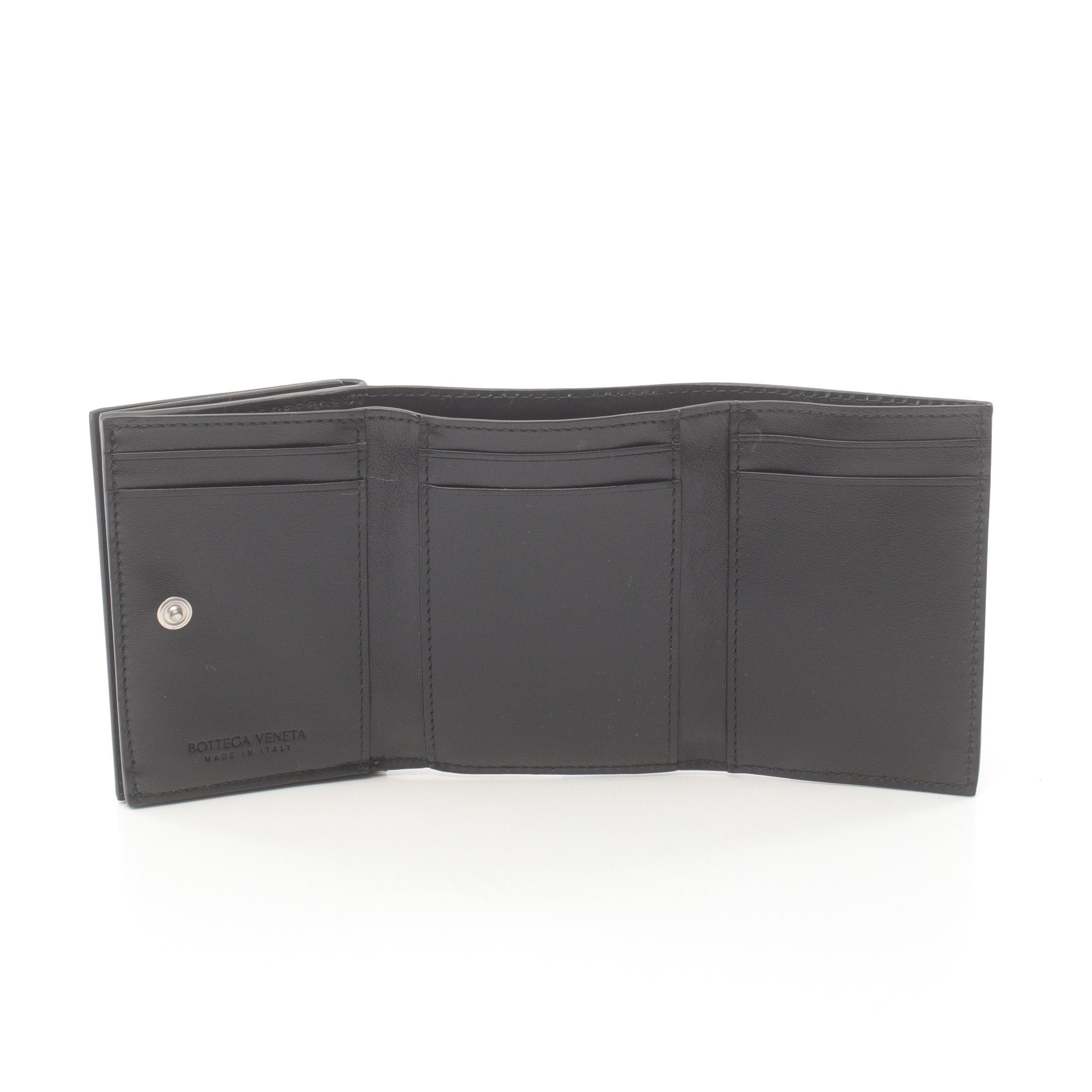 Bottega Veneta Bottega Veneta Intrecciato Trifold Wallet Compact Leather Black Size ONE SIZE - 3 Thumbnail