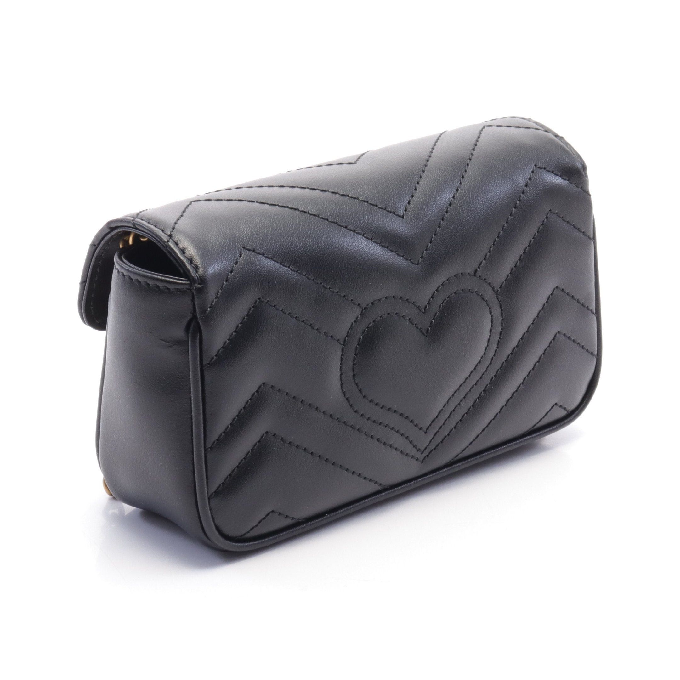 Gucci Gucci Gg Marmont Super Mini Bag Chain Shoulder Leather Black Size ONE SIZE - 2 Thumbnail