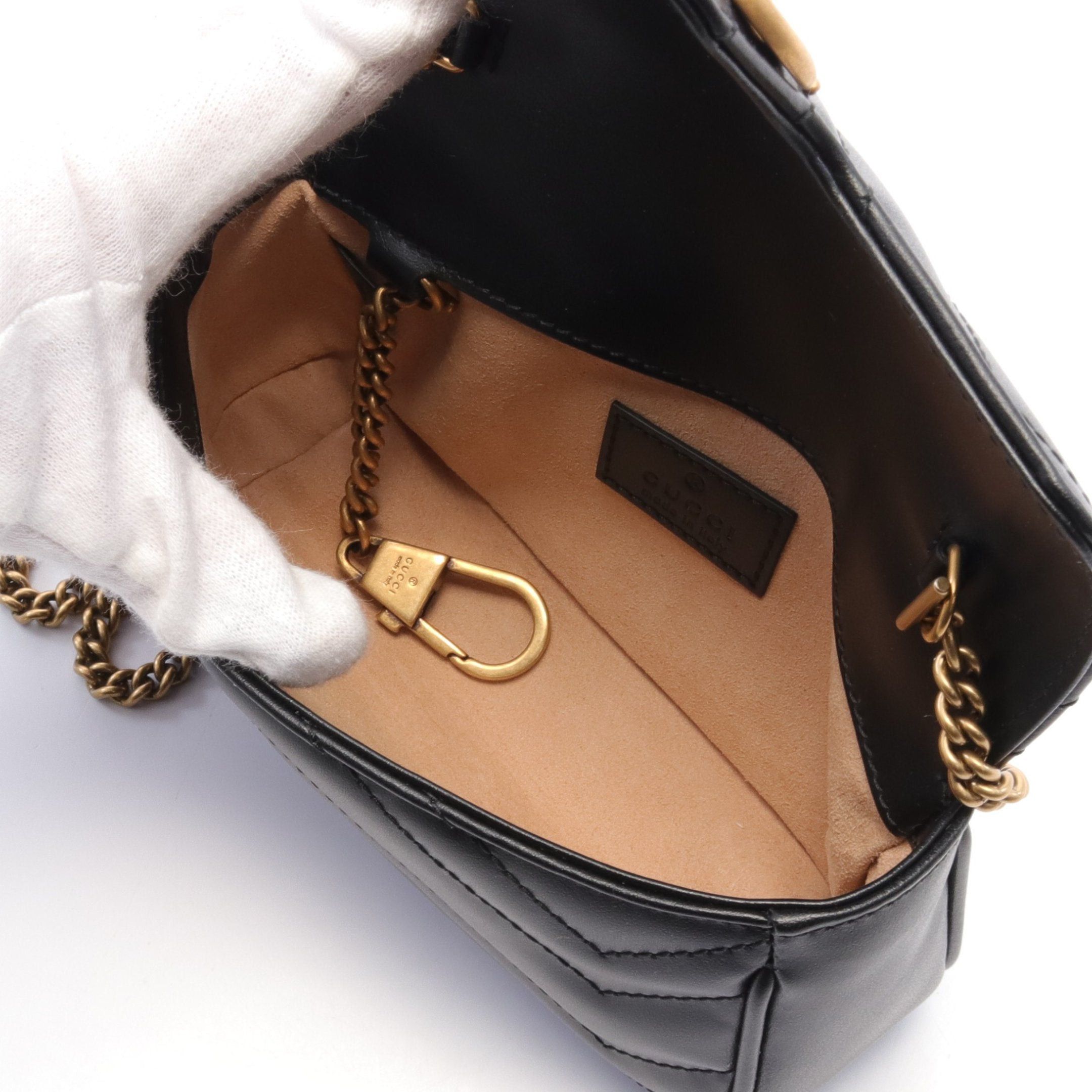 Gucci Gucci Gg Marmont Super Mini Bag Chain Shoulder Leather Black Size ONE SIZE - 3 Thumbnail