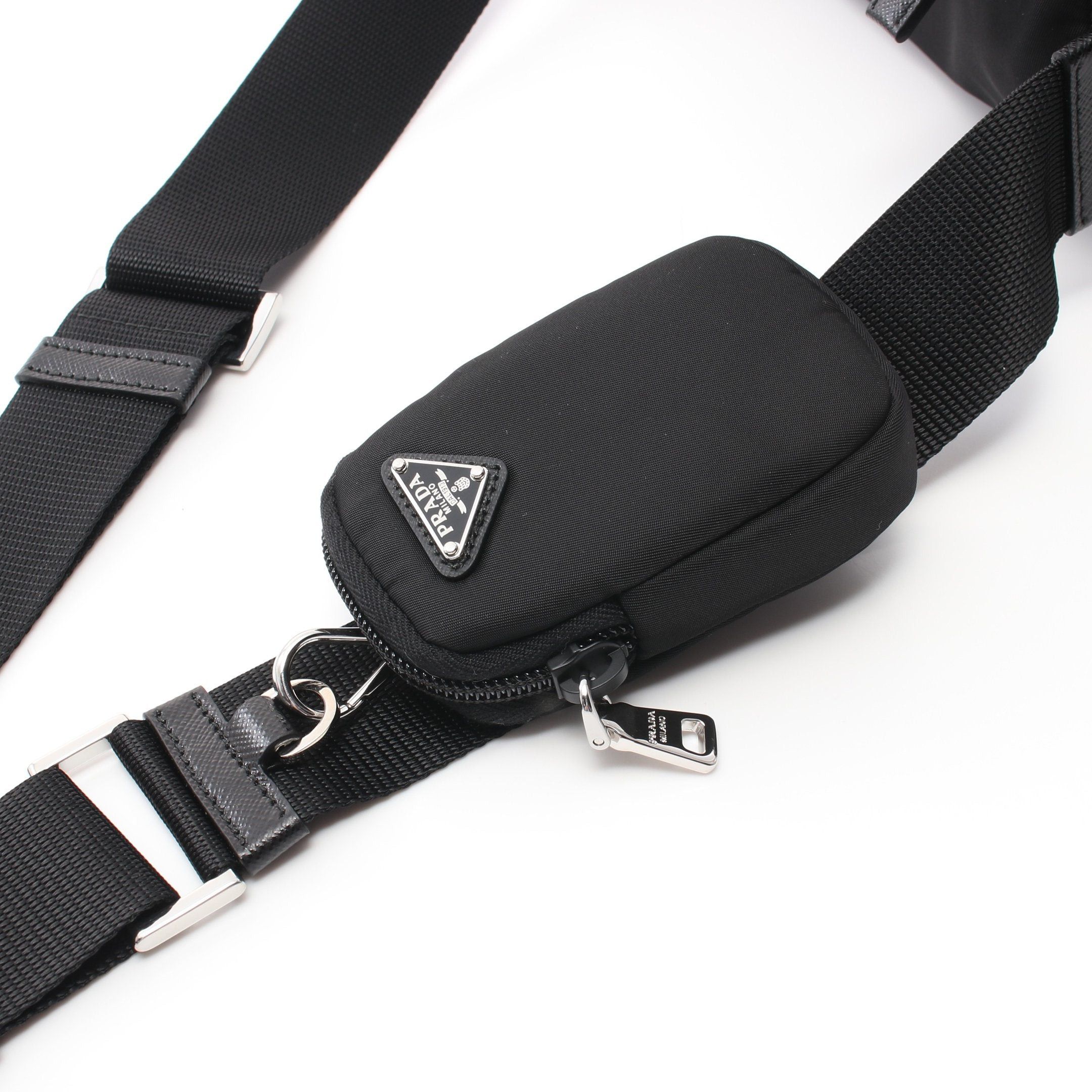 Prada Prada Vela Shoulder Bag Nylon Saffiano Leather Black Size ONE SIZE - 5 Thumbnail