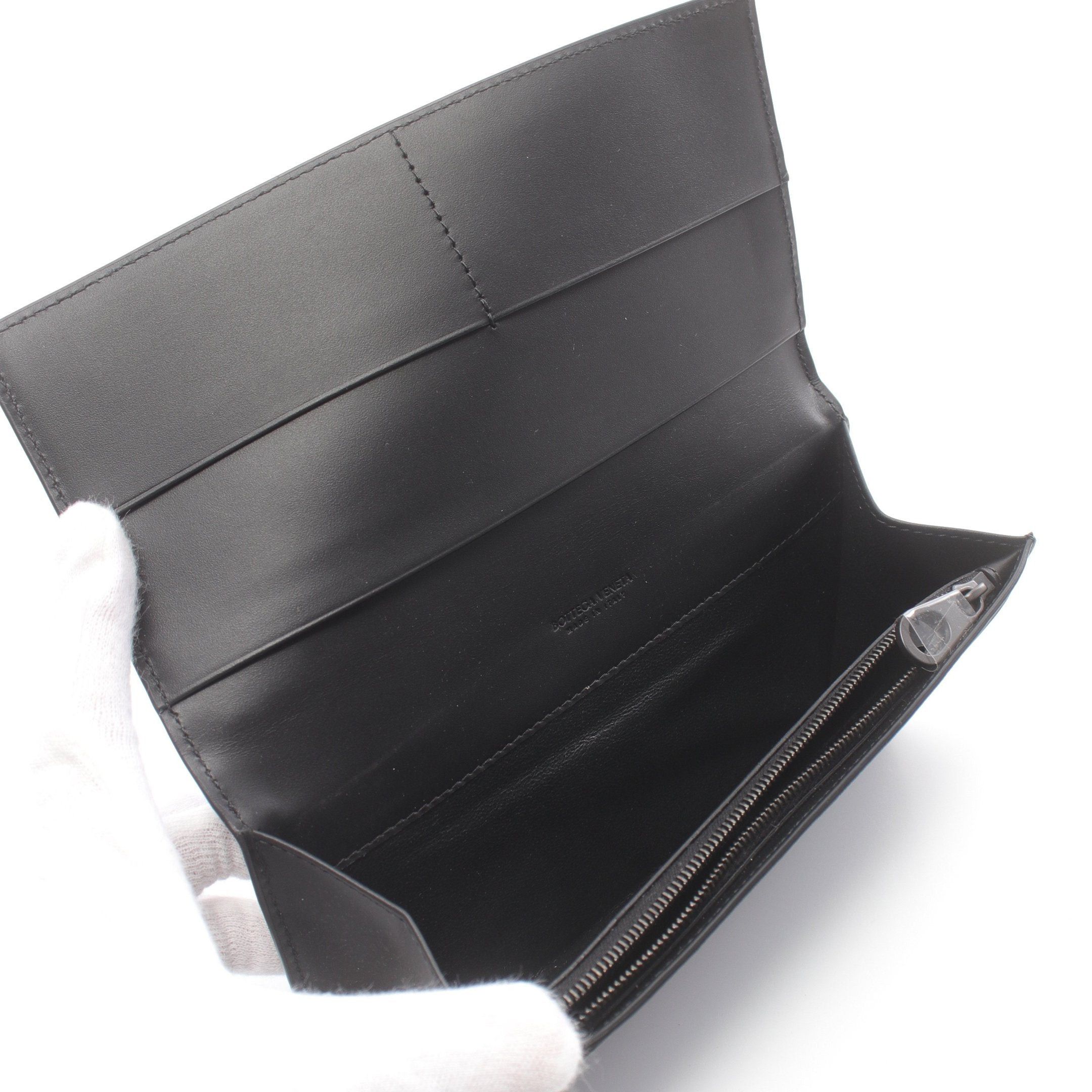 Bottega Veneta Bottega Veneta Intrecciato Bi-Fold Long Wallet Leather Black Size ONE SIZE - 3 Thumbnail