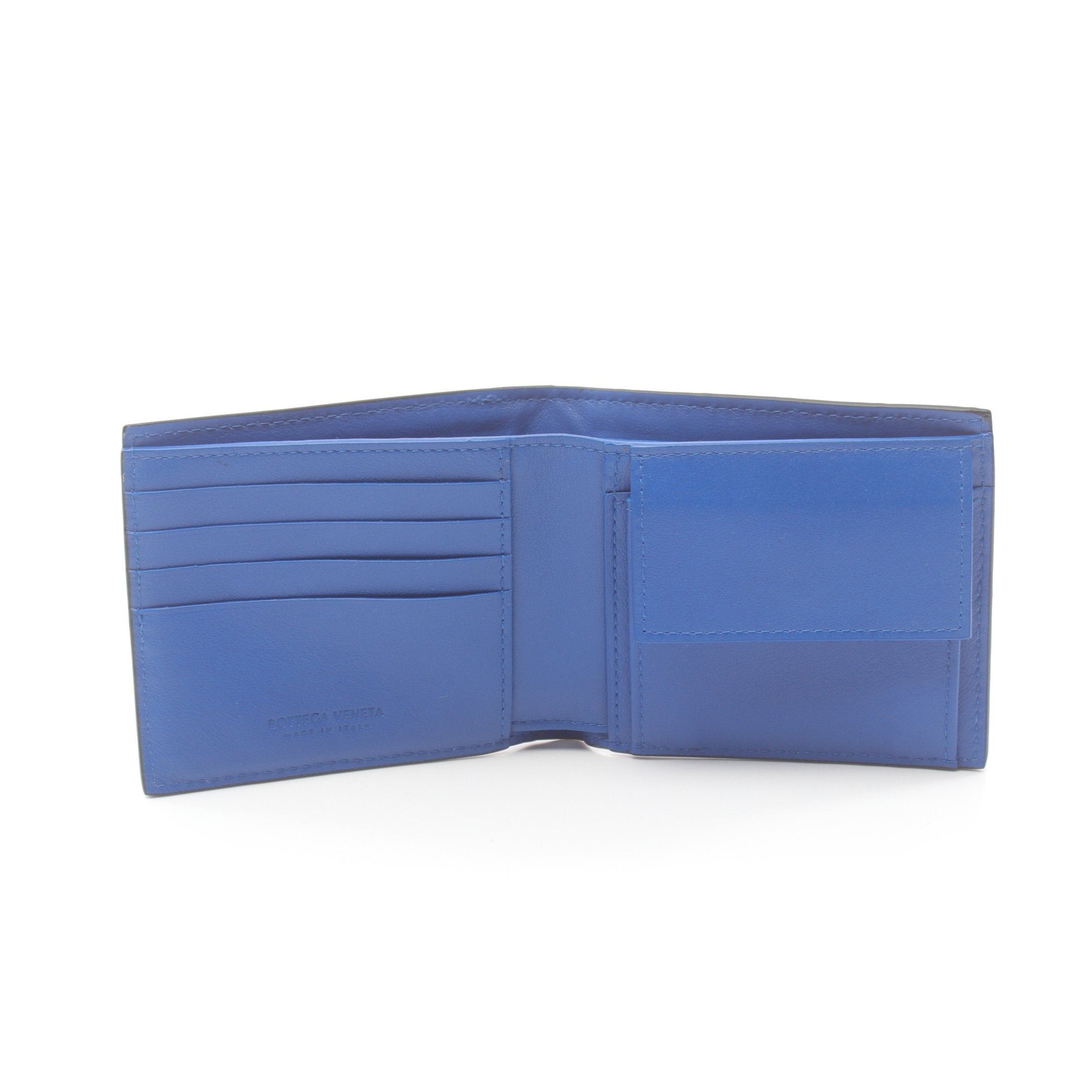 Bottega Veneta Bottega Veneta Intrecciato Bi-Fold Wallet Leather Black Blue Size ONE SIZE - 3 Thumbnail