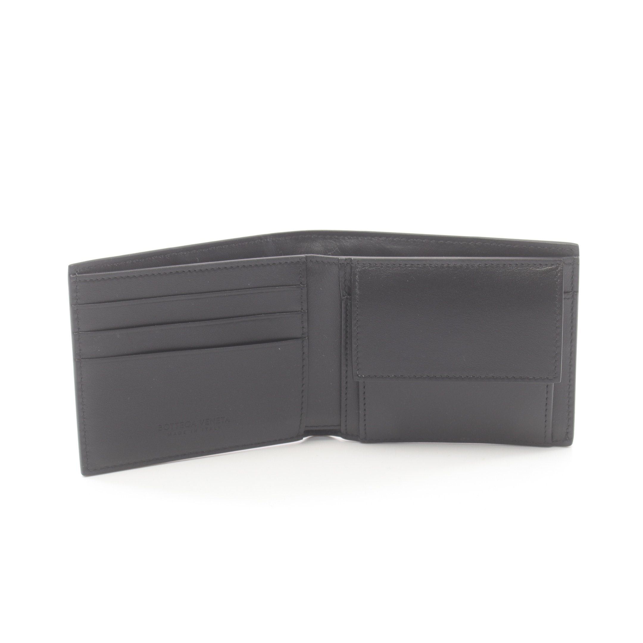 Bottega Veneta Bottega Veneta Maxi Intrecciato Bi-Fold Wallet Leather Black Size ONE SIZE - 3 Thumbnail