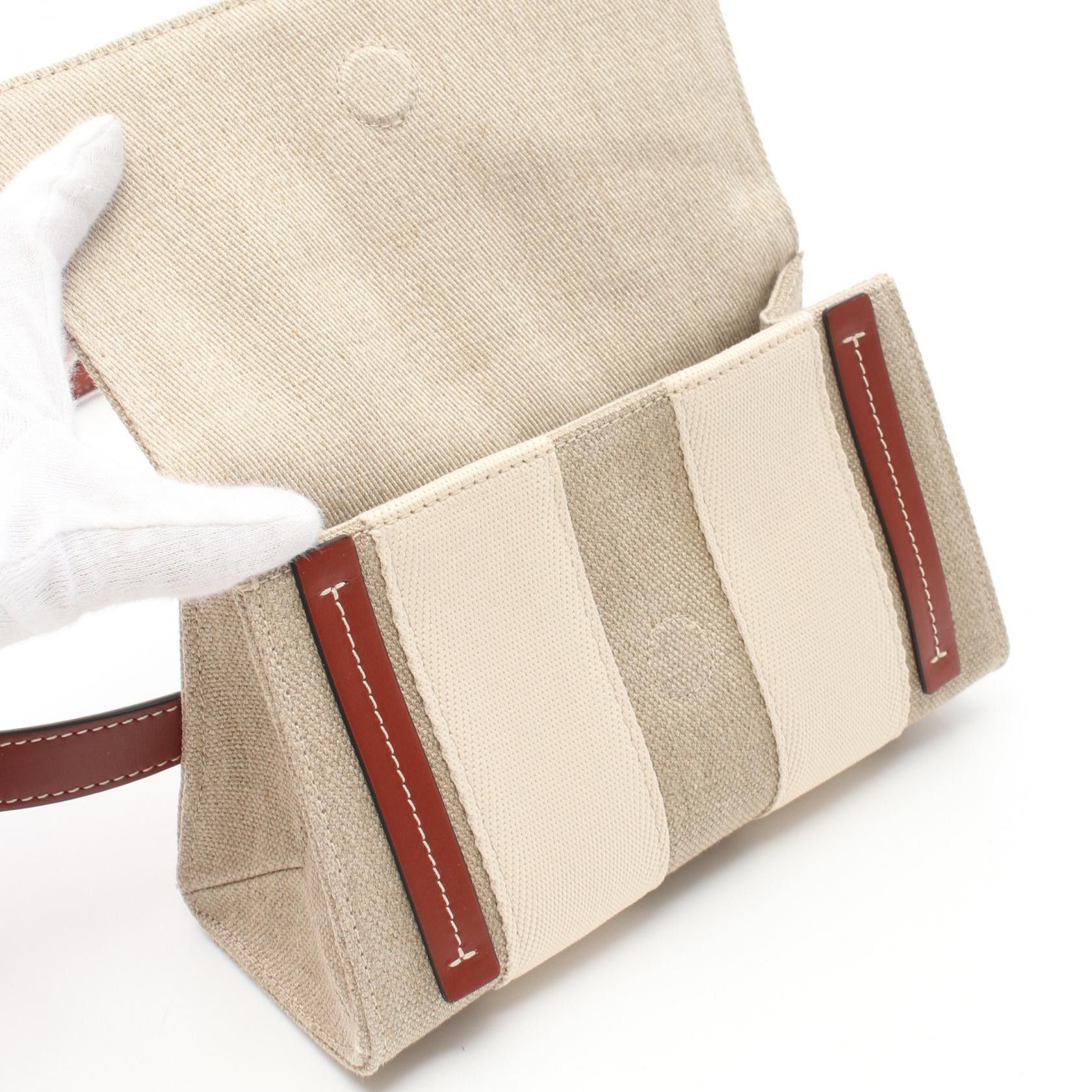 Chloe Chloe Woody Body Bag Fabric Leather Beige Brown White Size ONE SIZE - 5 Thumbnail