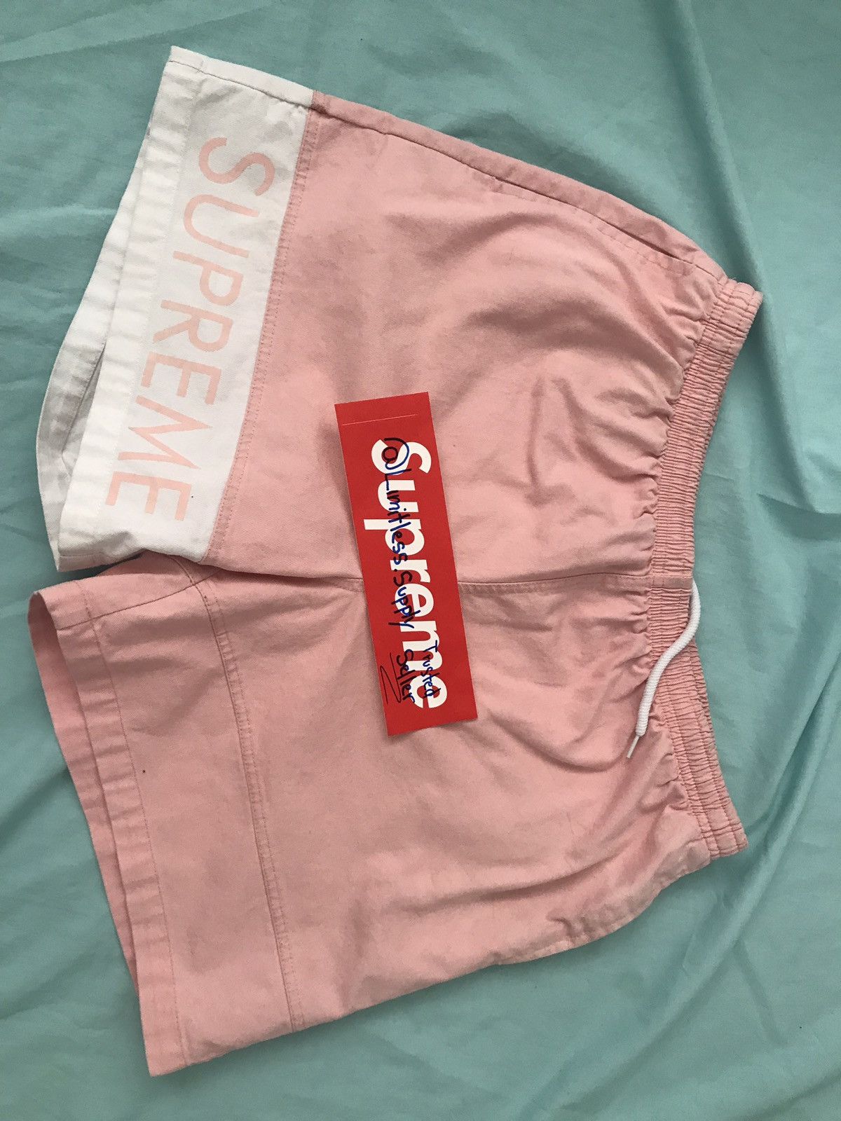 Supreme Banner Water Short Pink M S/S 16 | eBay