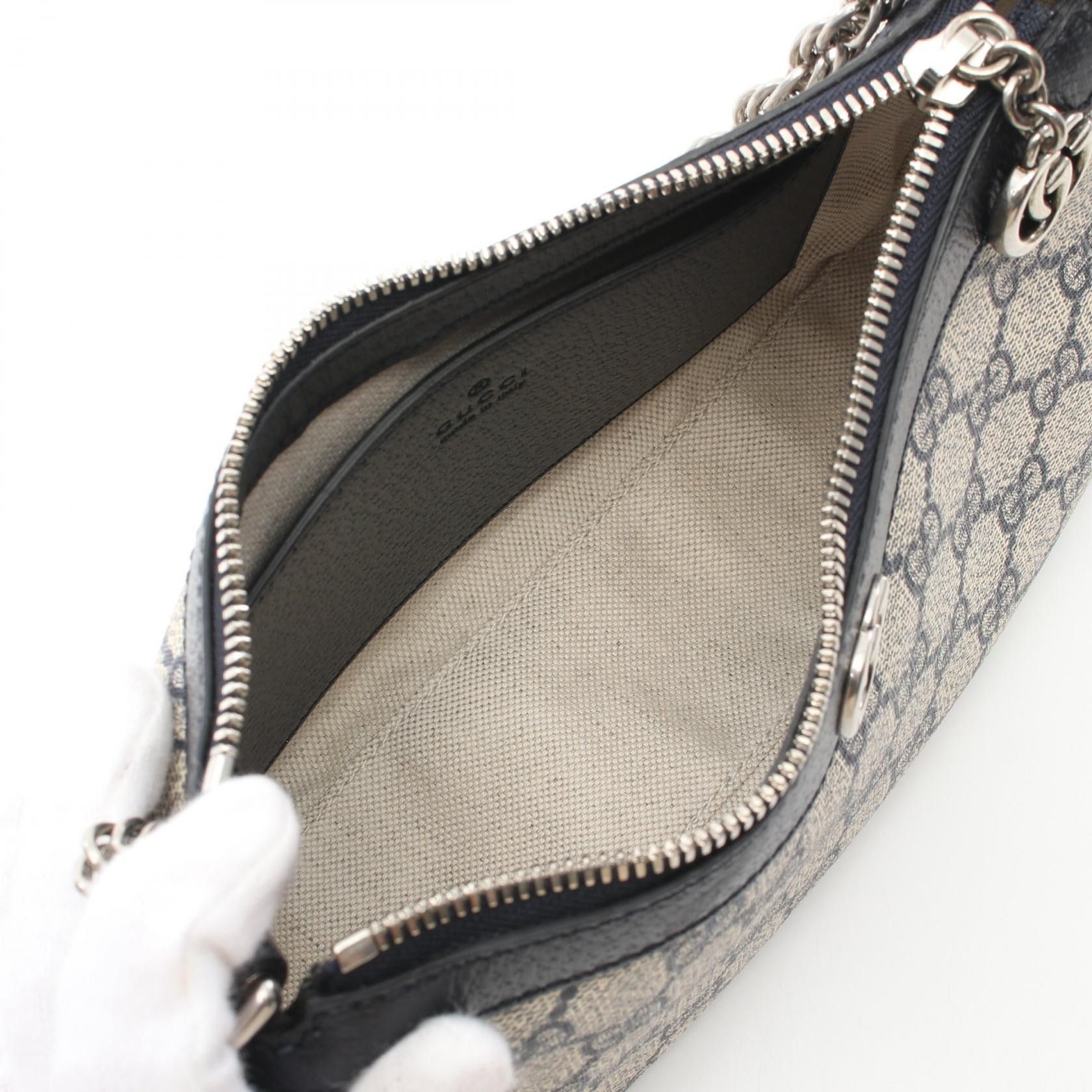Gucci Gucci Ophidia Small Gg Supreme Handbag Coated Canvas Leather Beige Navy Size ONE SIZE - 3 Thumbnail