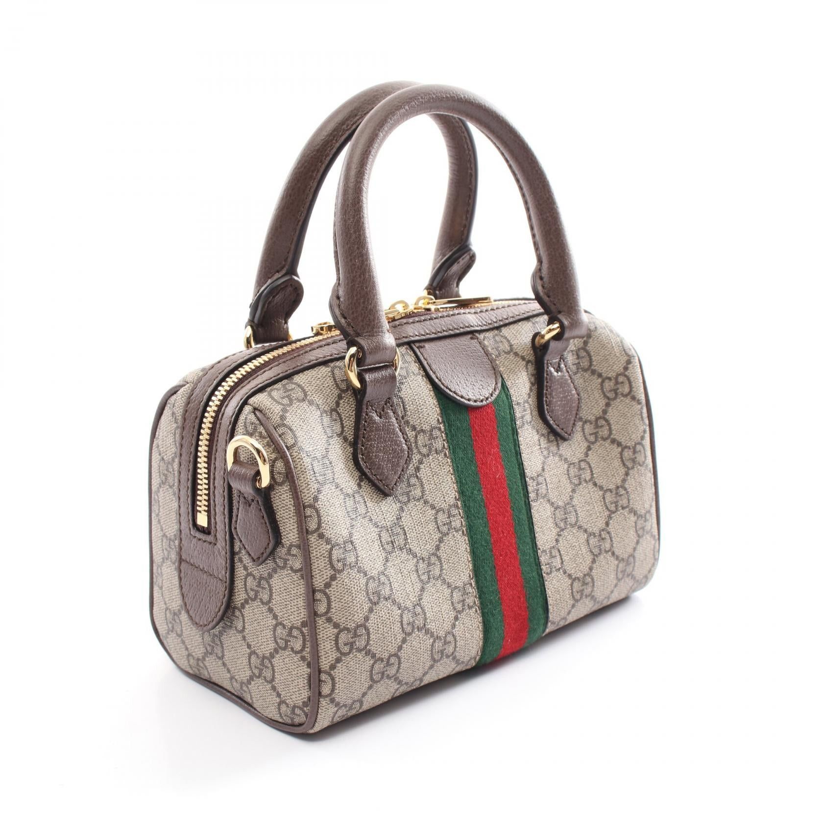 Gucci Gucci Ophidia Mini Top Handle Bag Sherry Line Handbag Coated Canvas Leather Beige Brown Size ONE SIZE - 2 Thumbnail
