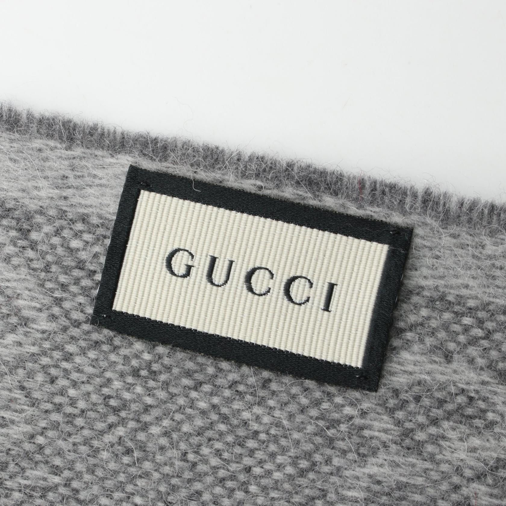 Gucci Gucci Scarf Wool Gray Size ONE SIZE - 2 Thumbnail